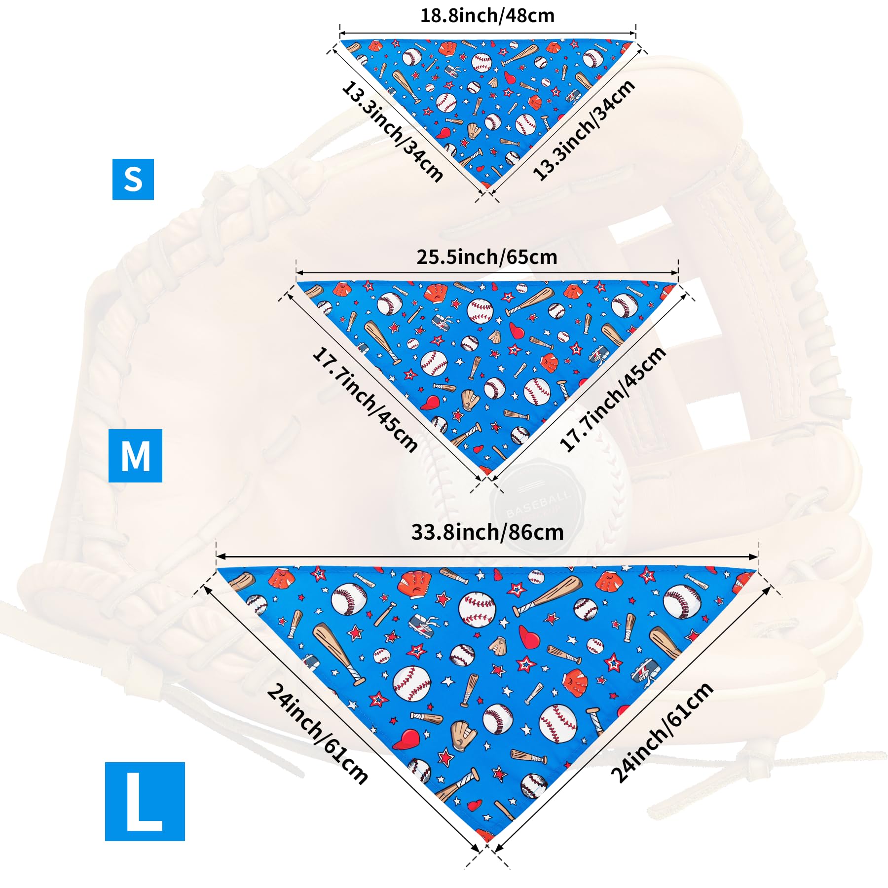 Pai Sence 7 Pcs Small Dog Bandanas Baseball 25 Inch Polyester Dog Bandana For Medium Cats Large Scarves Game Day Grooming M