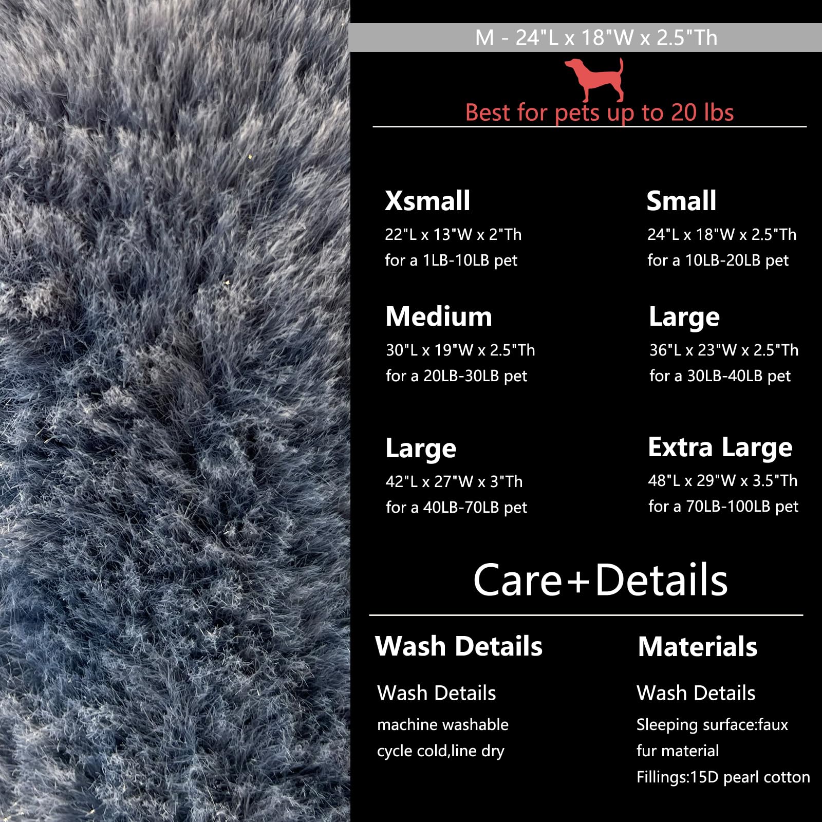 Dog Crate Pads For Small Dogs With Fluffy Faux Fur And Non-Slip Bottom,24 Inch Pet Bed Soft And Comfy For Puppy Or Cat,Machine W