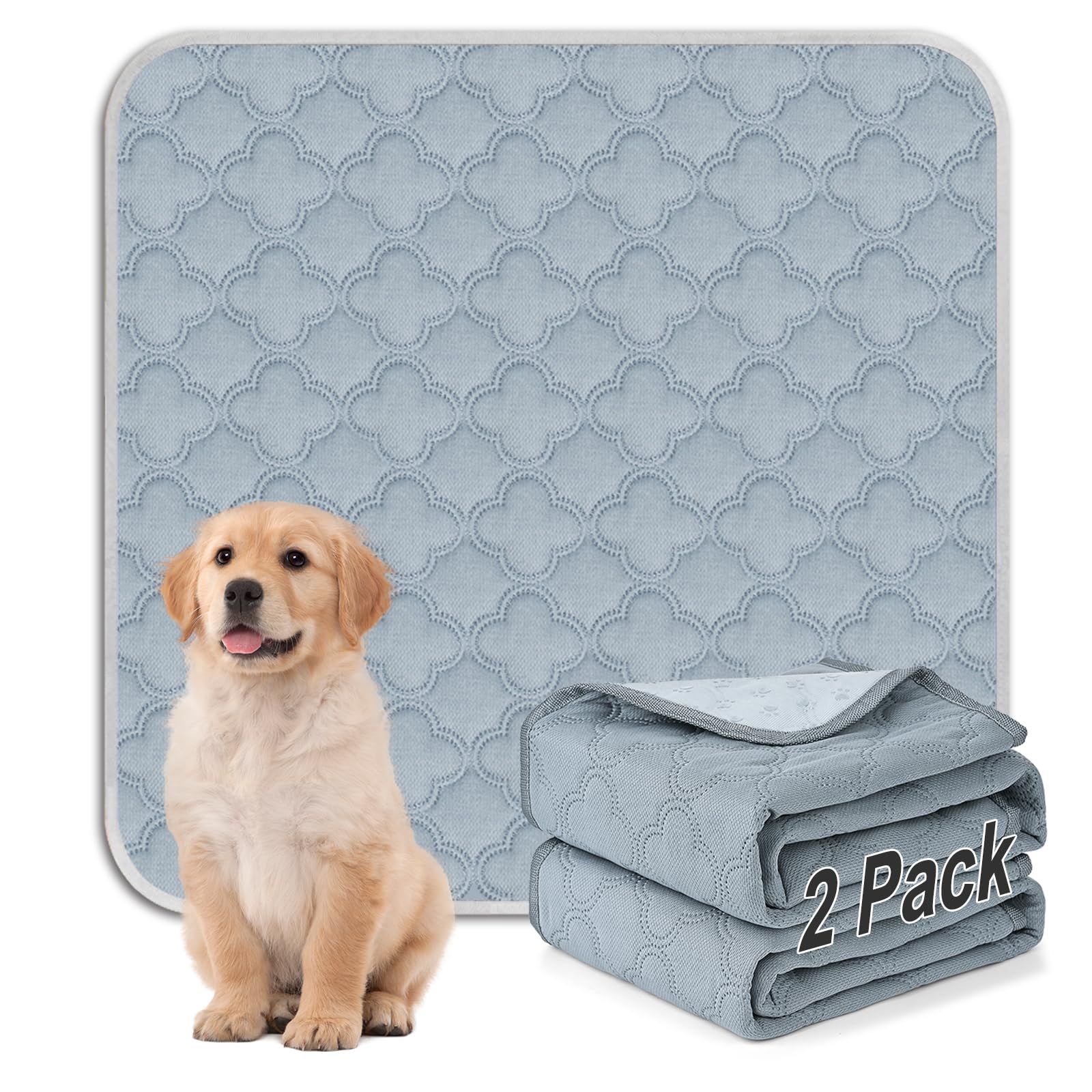 Funfurry Washable Pee Pads For Dogs - 2 Pack Reusable, Waterproof Puppy Pads, Super Absorbent With Dog Paw Shape Non-Slip Backin