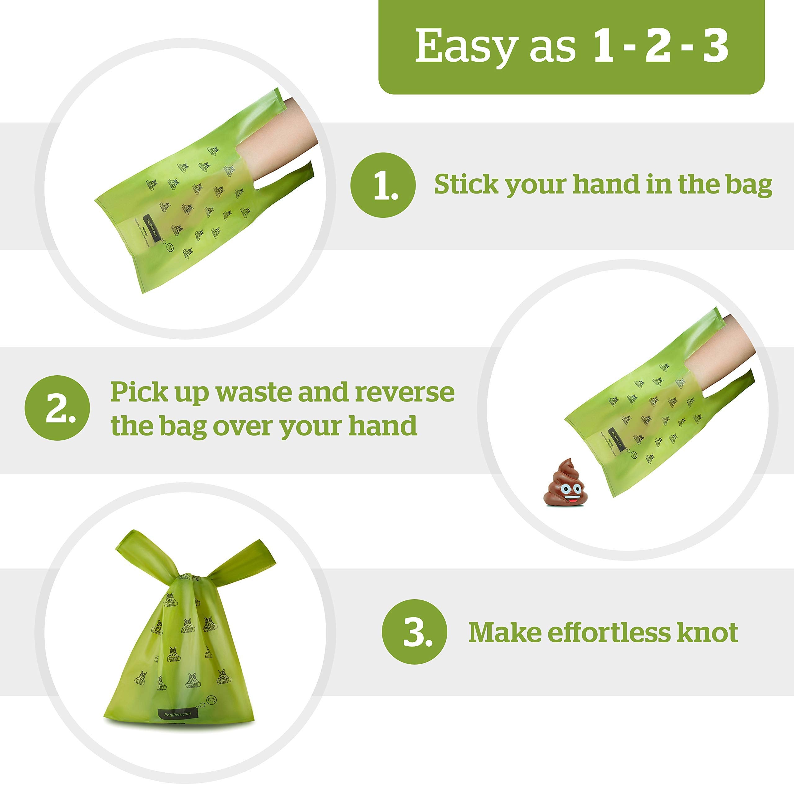 Pogi'S Dog Poop Bags With Handles Bulk - 900 Unscented Doggy Poop Bags With Easy-Tie Handles - Leak-Proof, Ultra Thick Poop Bags For Dogs, Cat Poop Bags