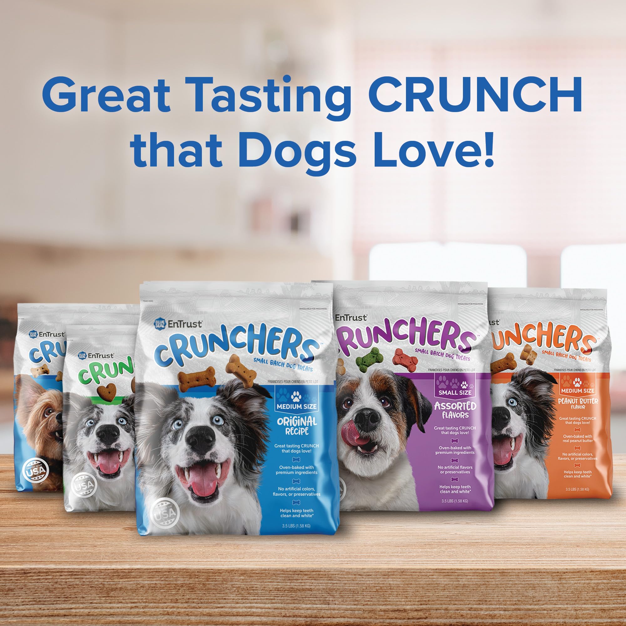 Blue Seal Kent Entrust Crunchers - Medium Dog Treats, Original Recipe - Crunchy Oven Baked Biscuits with Premium Ingredients, He