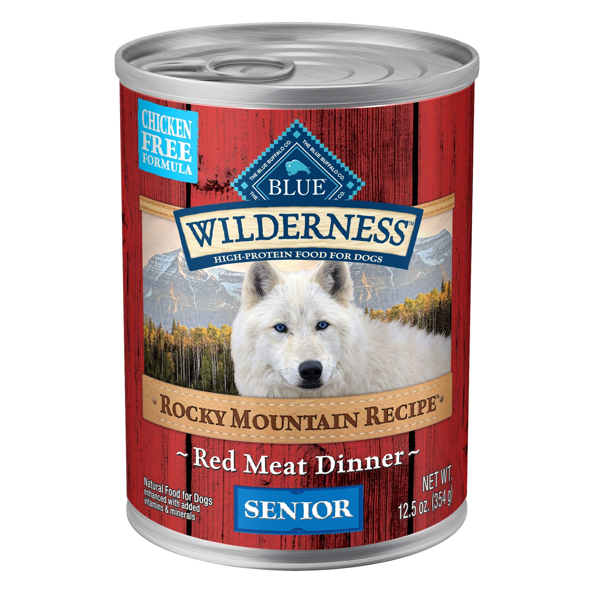 Blue Buffalo Wilderness Rocky Mountain Recipe Senior Wet Dog Food, High-Protein & Grain-Free, Made with Natural Ingredients, Red
