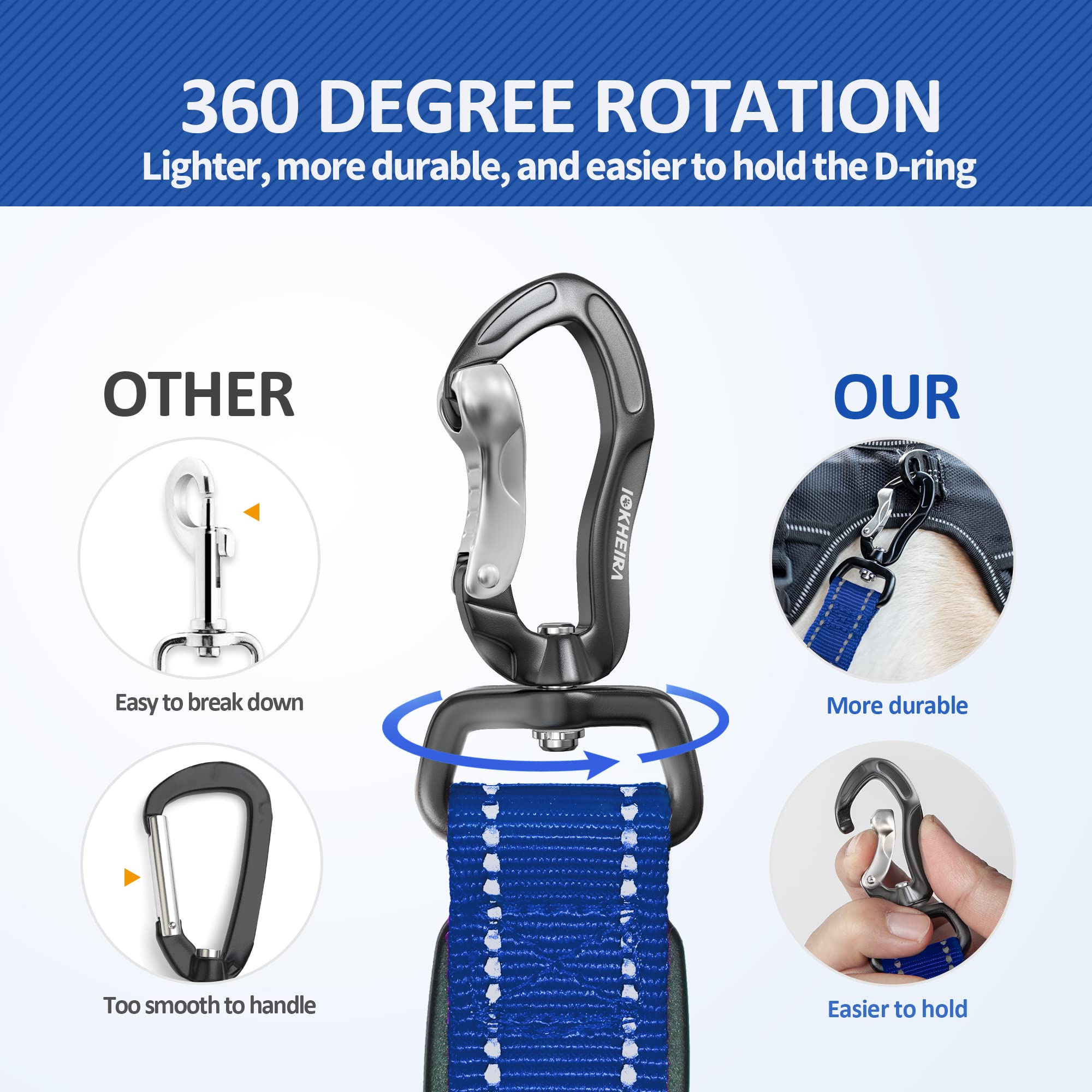 Iokheira Multifunctional Dog Leash For Large And Medium Dogs - Adjustable With Car Seatbelt, 4-6 Ft Strong Bungee, Purple