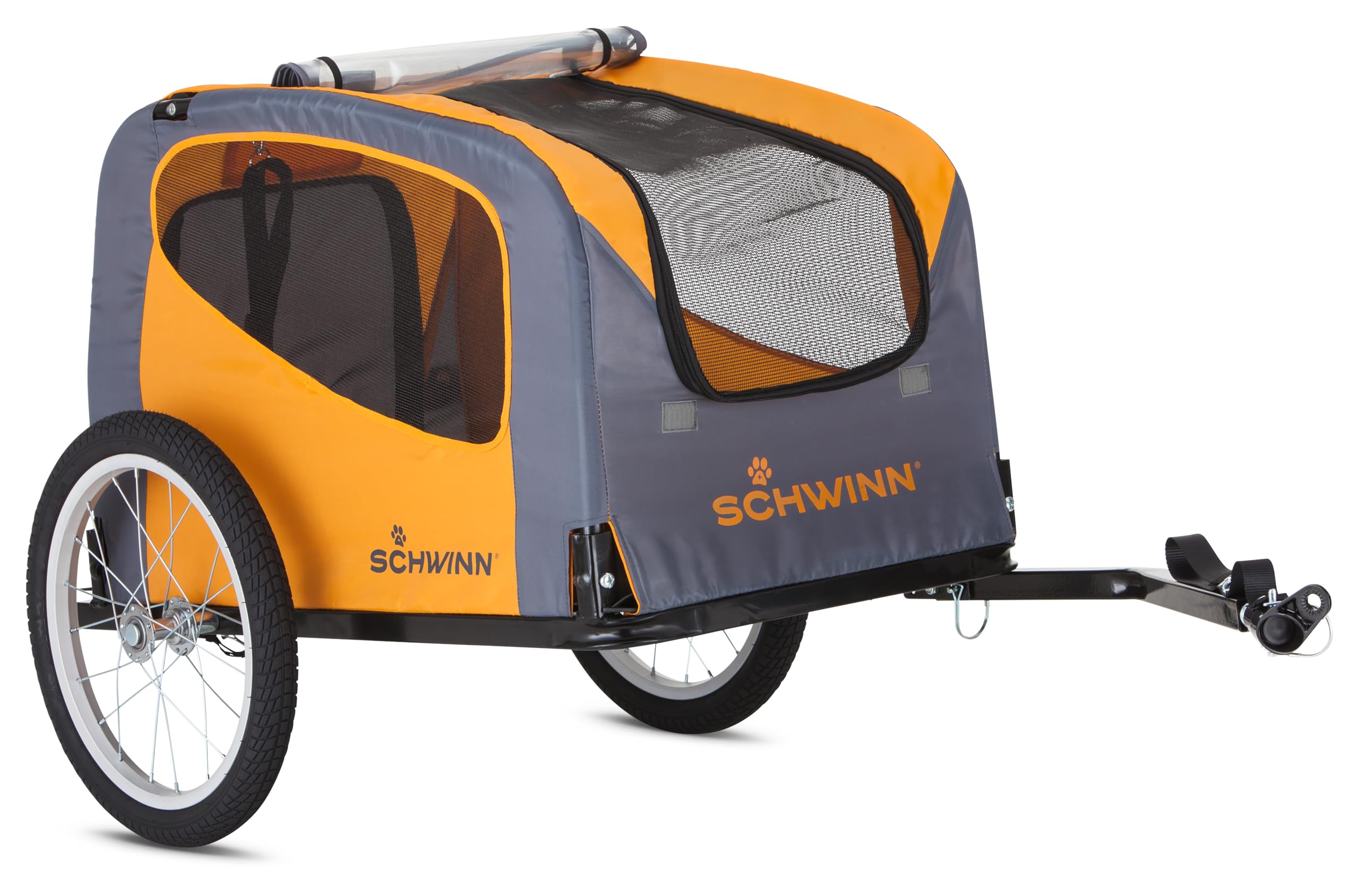 Schwinn 13-SC315 Rascal Bike Pet Trailer, For Small and Large Dogs, Lightweight, Tow with Bicycle, Up to 50 lbs. Small, Orange/G