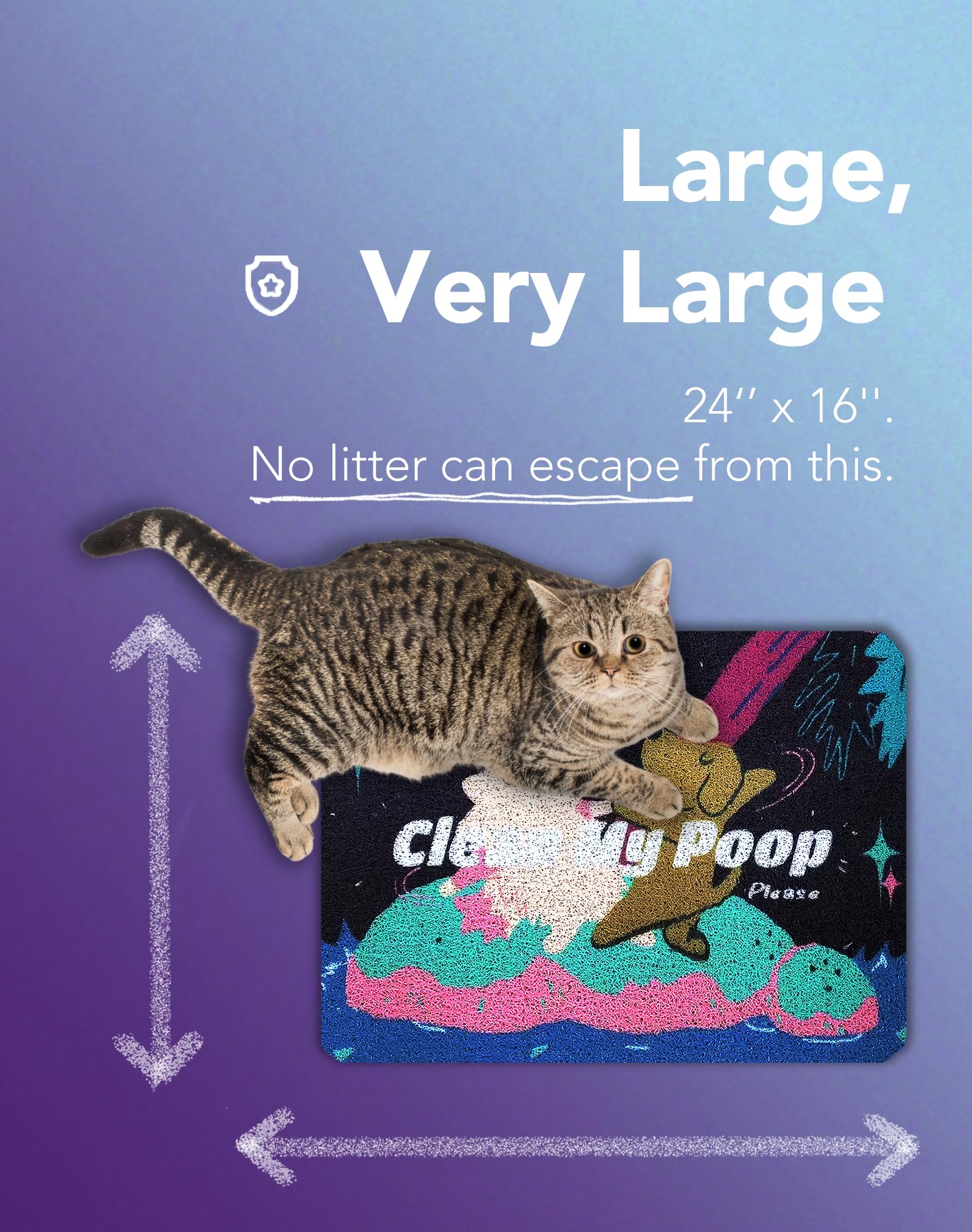 Lukamoo Cute Cat Litter Mat (24X16), For Kitty Litter & Cat Litter Box, Independent Artist Designed (Island Waltz)