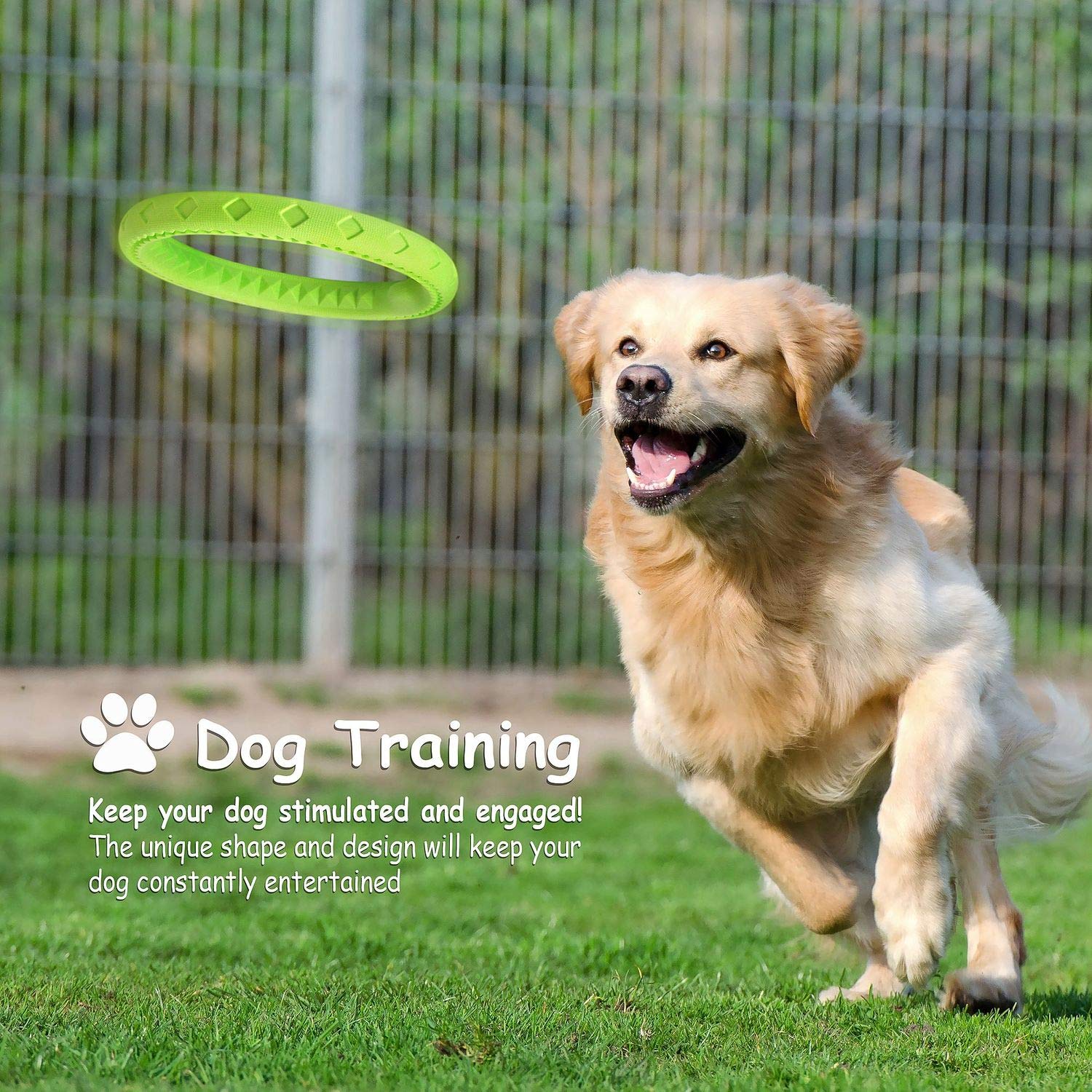 Fluffy Paws Dog Chewing Ring - Soft Rubber Teething Toy for Small/Medium Dogs - 10" Green, Model 2352562