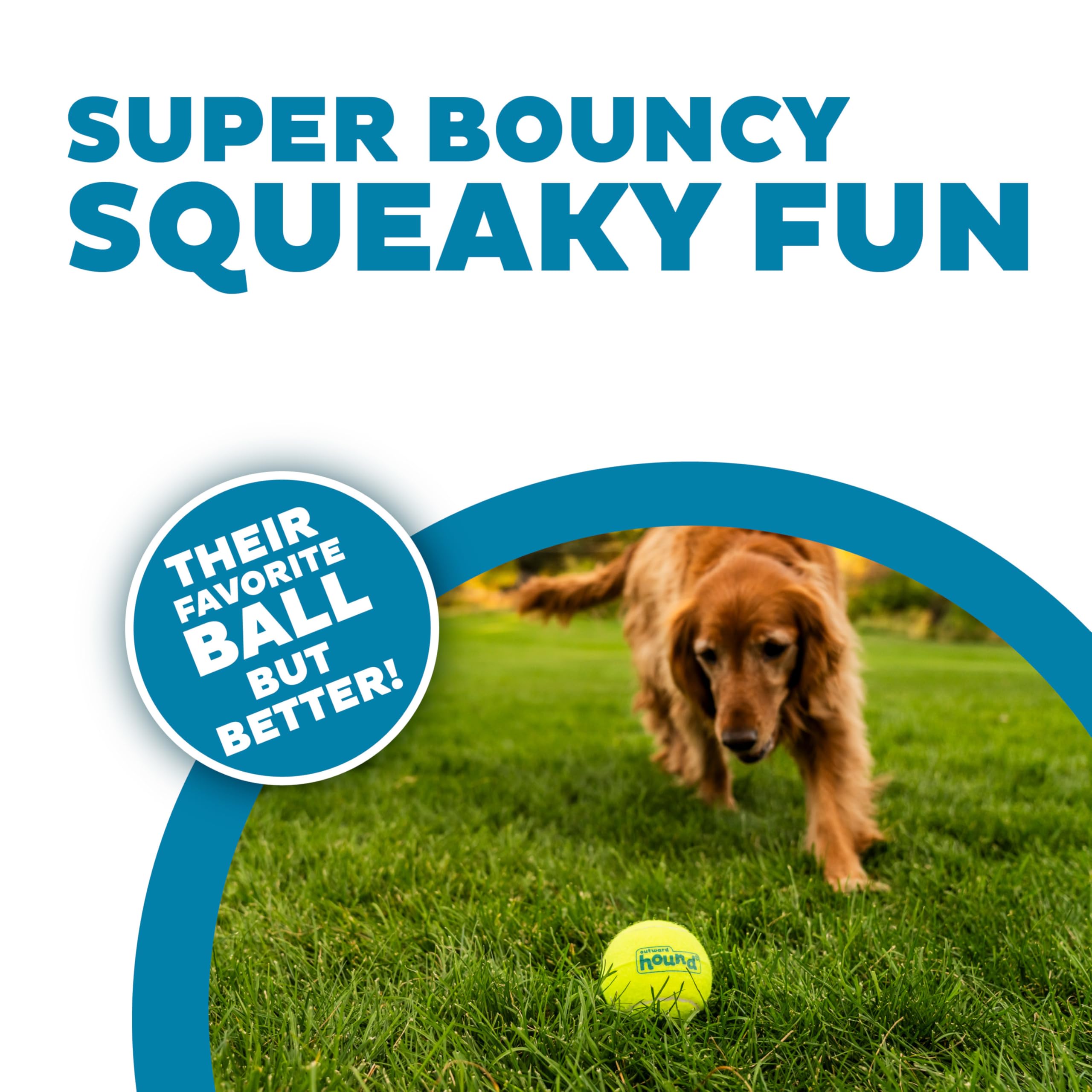 Outward Hound Squeaker Ballz - Interactive Dog Toy, Large Pack of 4 Multi Tennis Balls, Durable Squeaky Fetch Toys, Model 69510