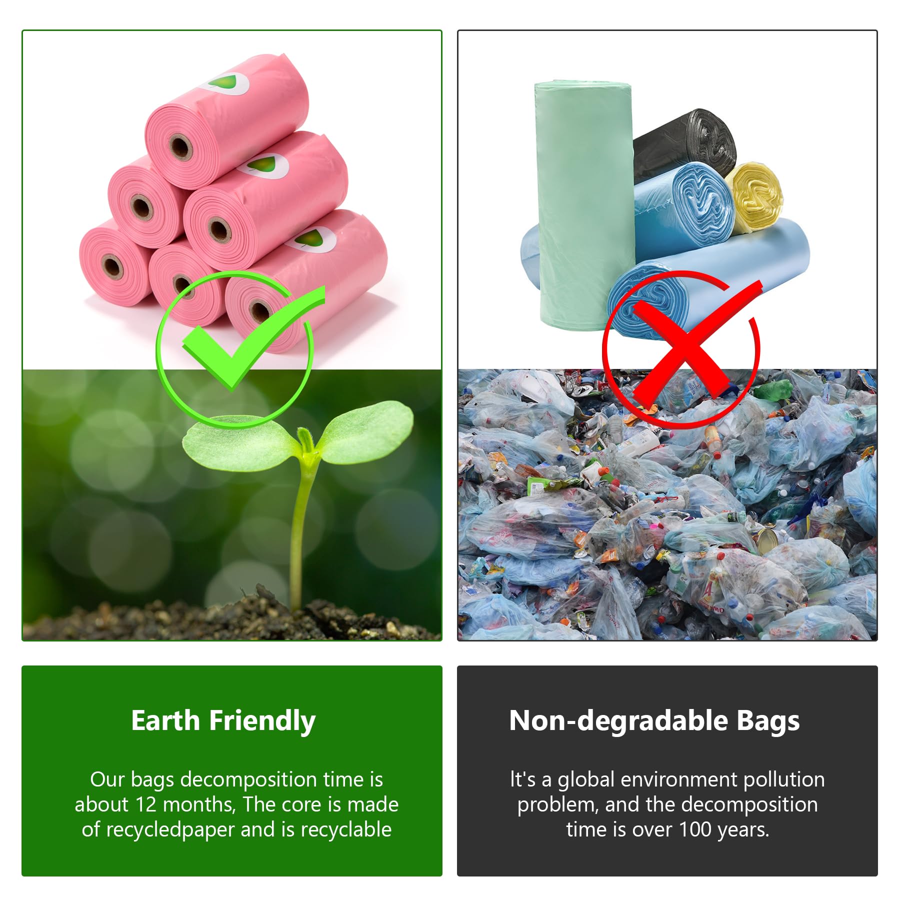 Wdfaack Biodegradable Pink Dog Poo Bags Lavender Scent With Dispenser - 300 Large Poop Bags, Extra Thicken Strong Corn Starch Bl