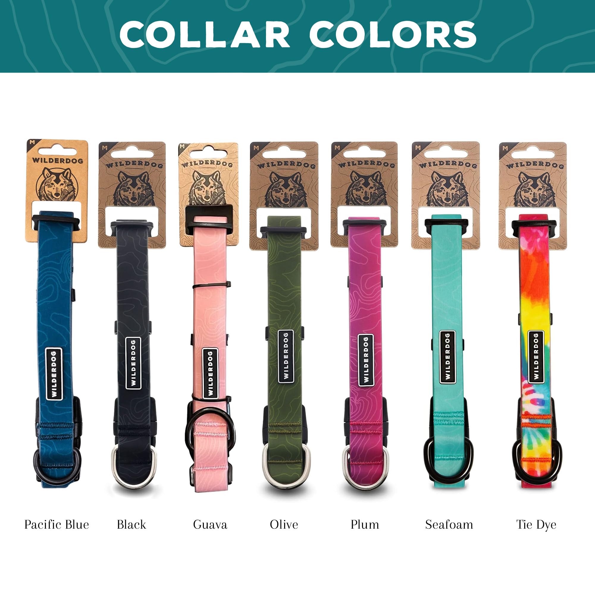 Wilderdog Waterproof Dog Collar- Repels Water & Dirt - Large 17''-24'' - Olive