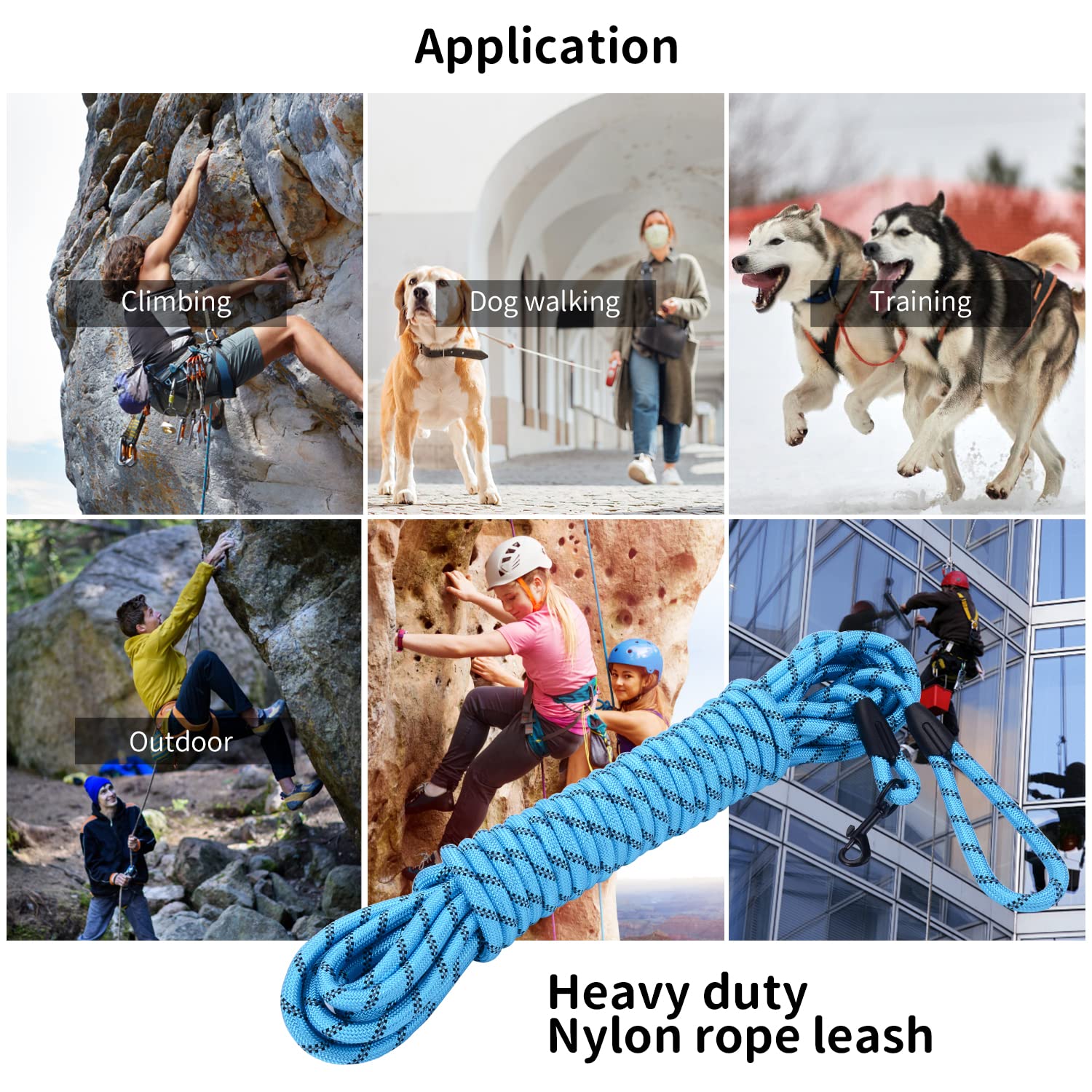 Long Dog Leash For Training 30Ft-Reflective Nylon Rope With Swivel Hook-Recall Agility Lead For Large Small Medium Dogs Outside