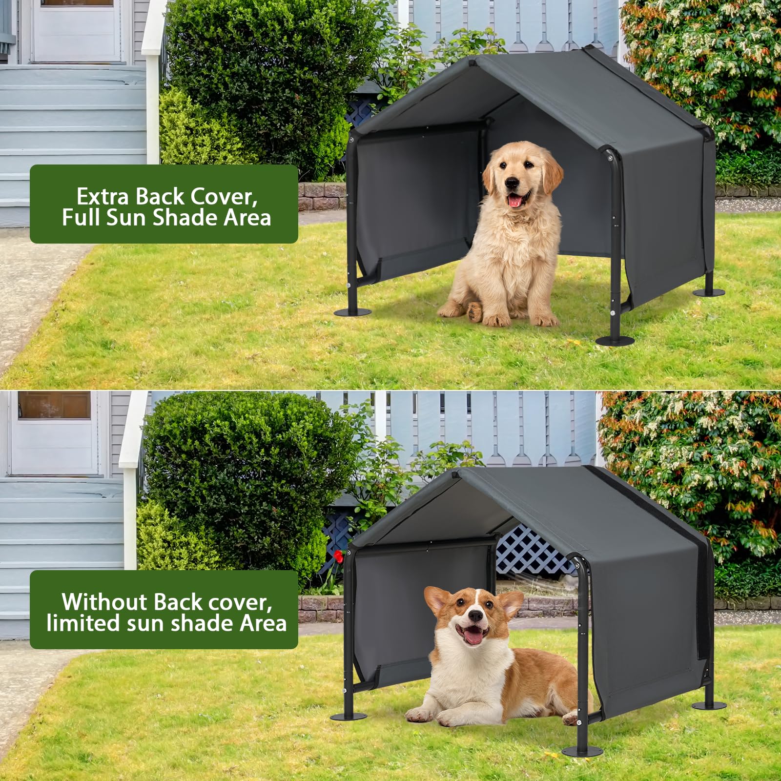 Litail Dog Shades For Outside - Outdoor Dog Kennel For Small Dogs, 29.53   X25.59   X25.59    Outdoor Sun Rain Canopy Pet House,