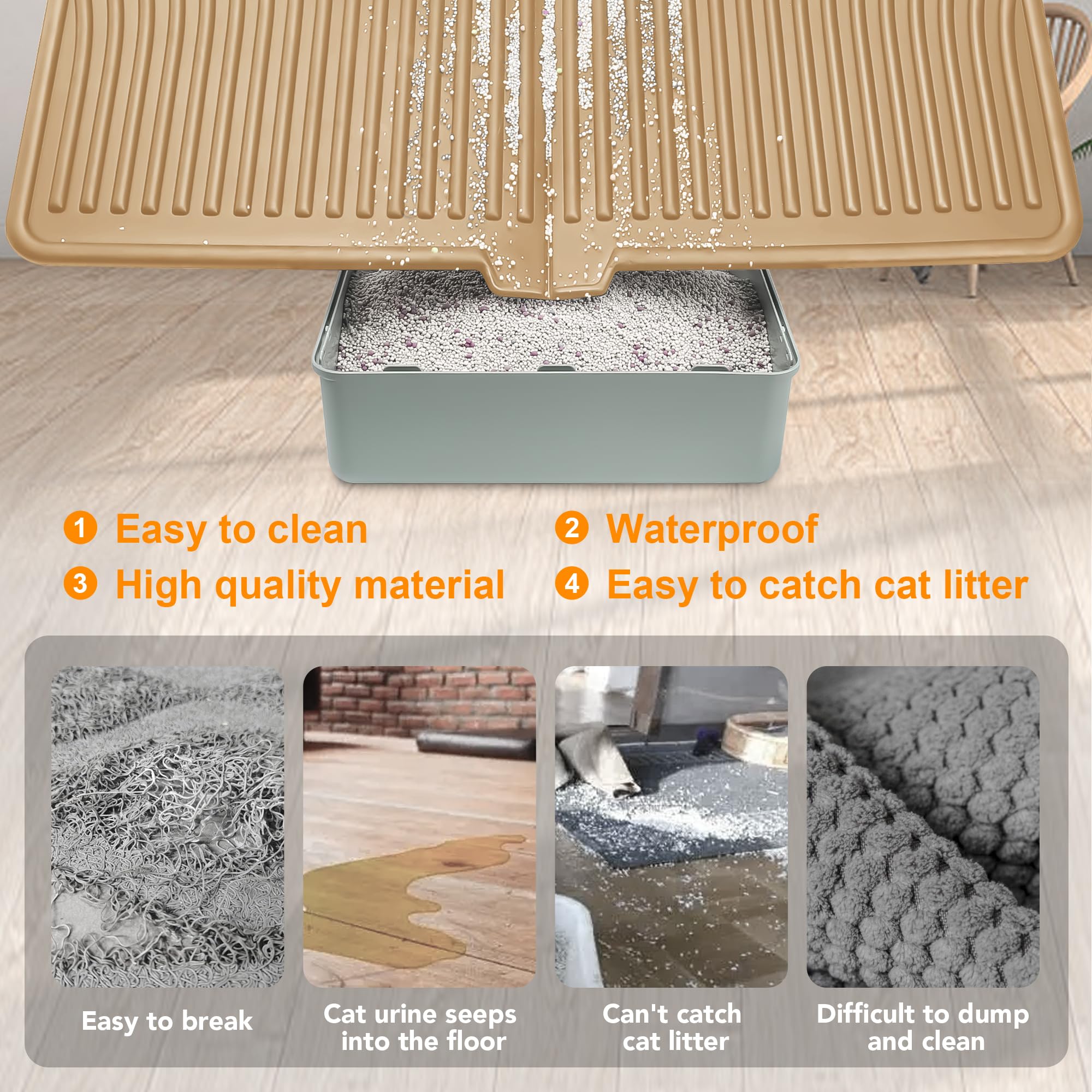 Upsky Cat Litter Mat, Large Litter Box Mat Keep Floor Clean, 31'' X 24'' Kitty Litter Trapping Mat Soft On Kitty Paws, Waterproo