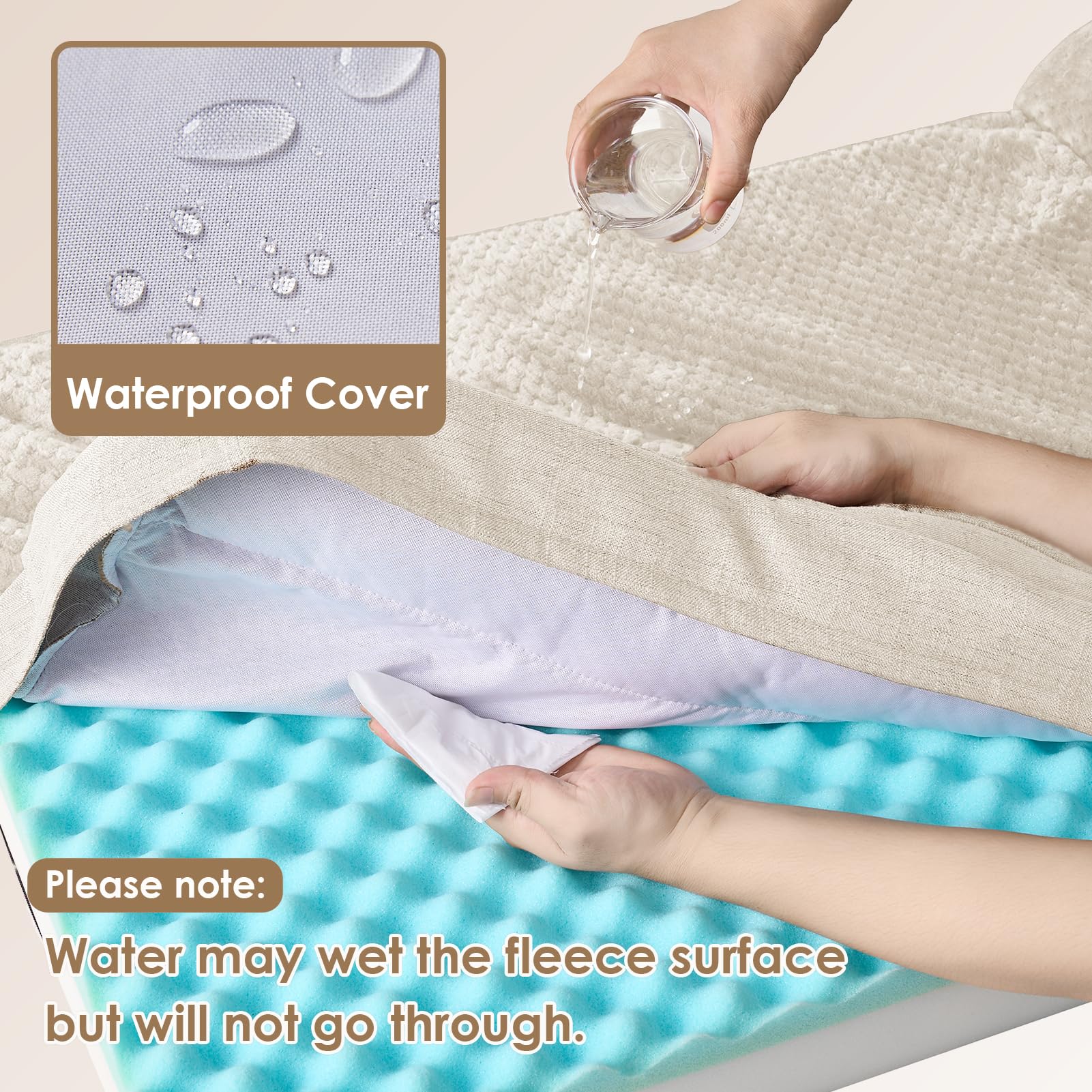 Eheyciga Memory Foam Orthopedic Dog Beds Large Sized Dog, Washable Dog Bed With Waterproof Lining Removable Cover, Dog Sofa Bed With Nonskid Bottom Pet Couch Bed, 36X27 Inches, Beige