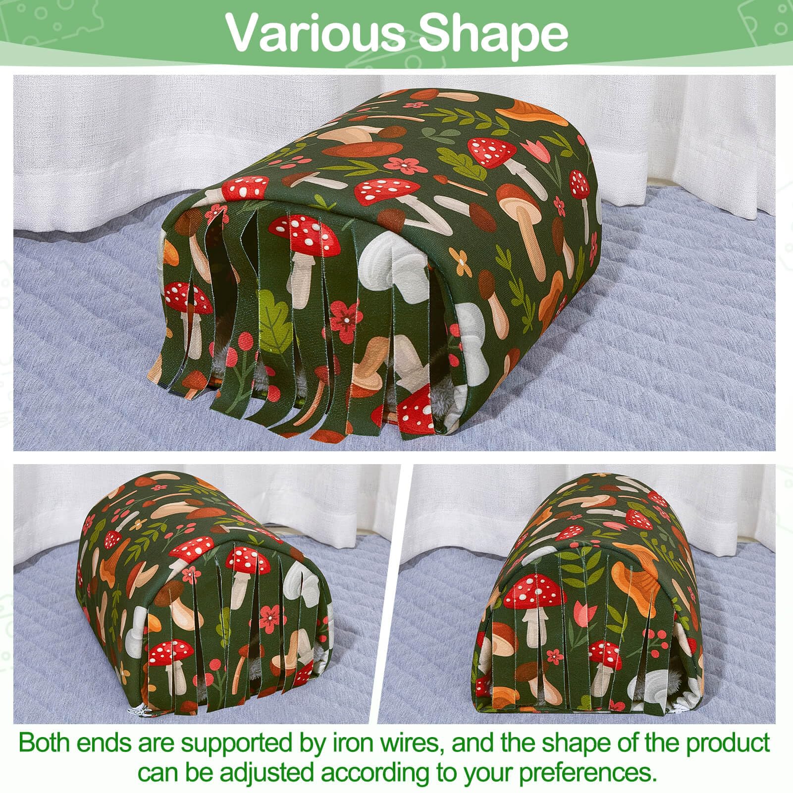 Washable Guinea Pig Tunnel With Curtains - Cozy Hamster Hideout Fit For Small Animals - Soft Accessories For Hamster/Chinchilla/
