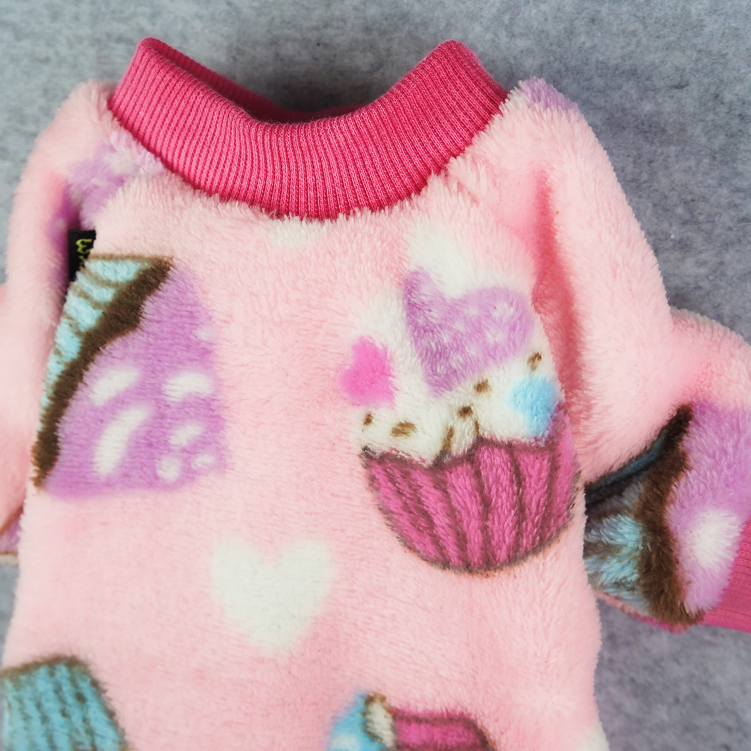 Fitwarm Sweet Cupcake Pet Clothes For Dog Pajamas Pjs Coat Soft Velvet Pink Xl
