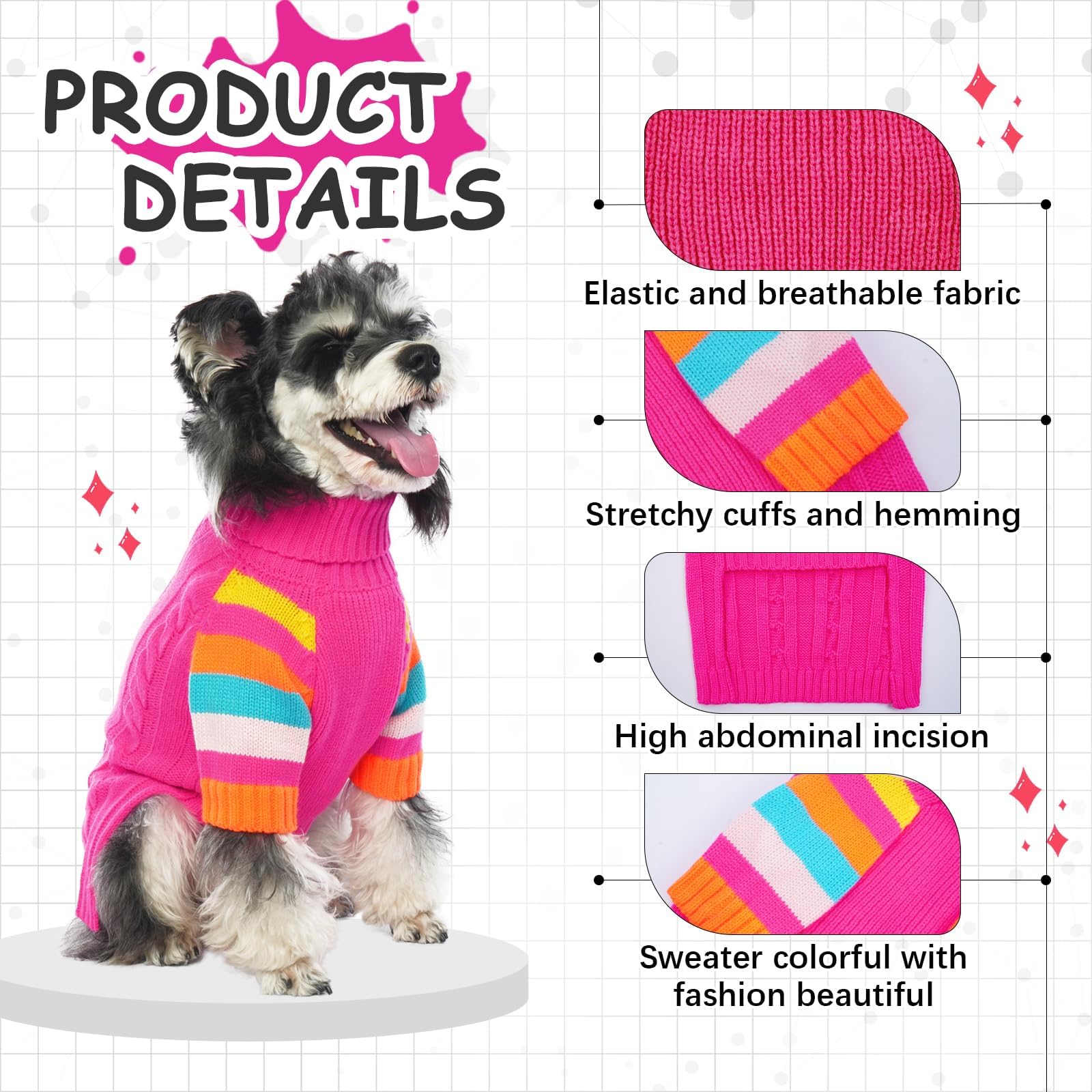 Ouobob Dog Sweater Thick, Sweaters For Large Size Dogs Comfy, Stretchy Pullover Dog Sweater For Large Doggie, Christmas Dogs Swe