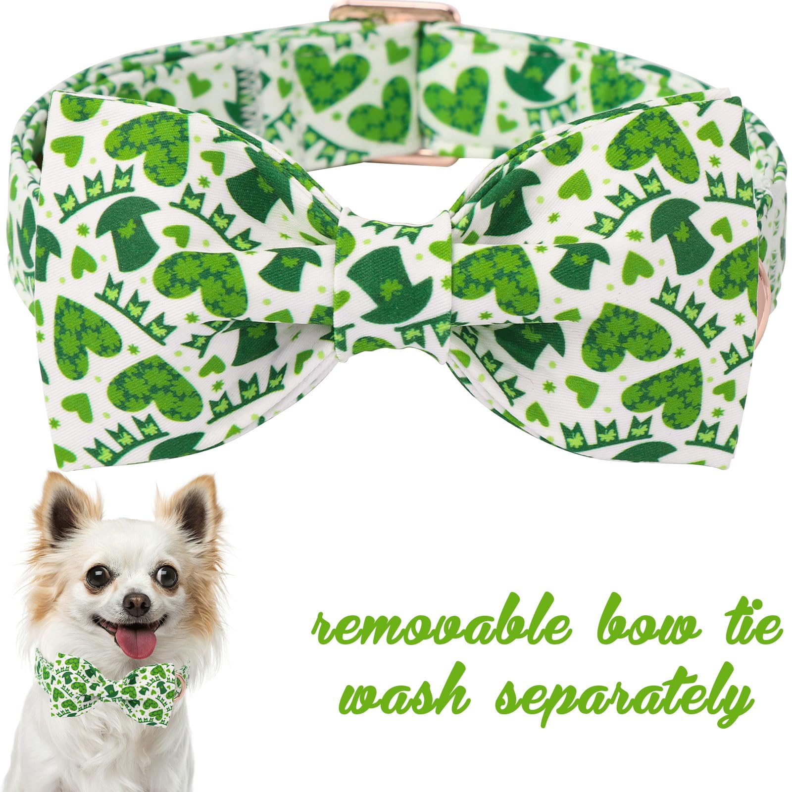 Unique Style Paws St. Patrick'S Dog Collar With Bow Lucky Magic Hat Cotton Puppy Collars Navigation Wedding For Small Medium Lar