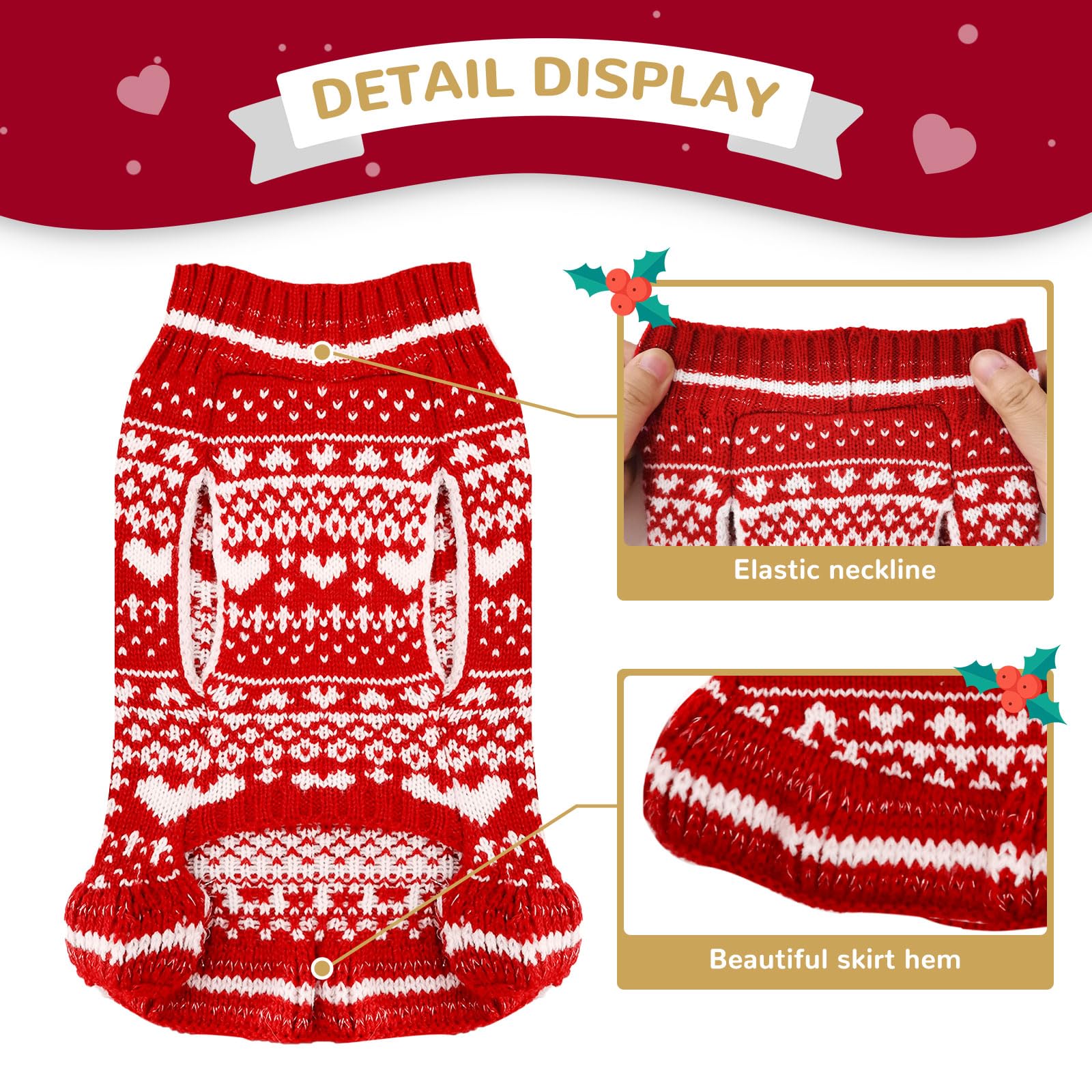 Axiijgl Dog Christmas Sweater Christmas Dog Dress Small Dog Christmas Outfits With Leash Hole Small Dog Sweater Female Cute Xsma