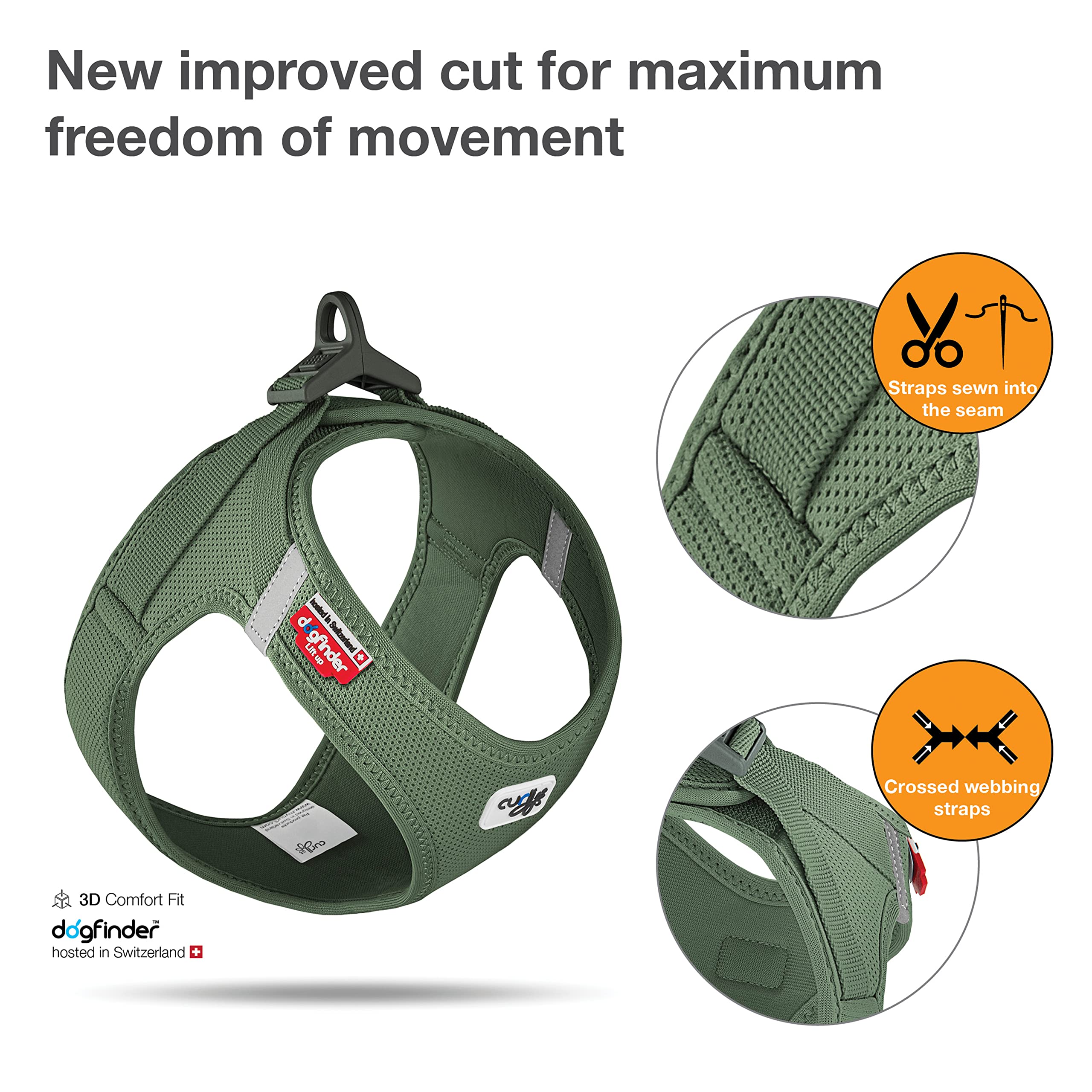Vest Harness Curli Clasp Air-Mesh Moss L