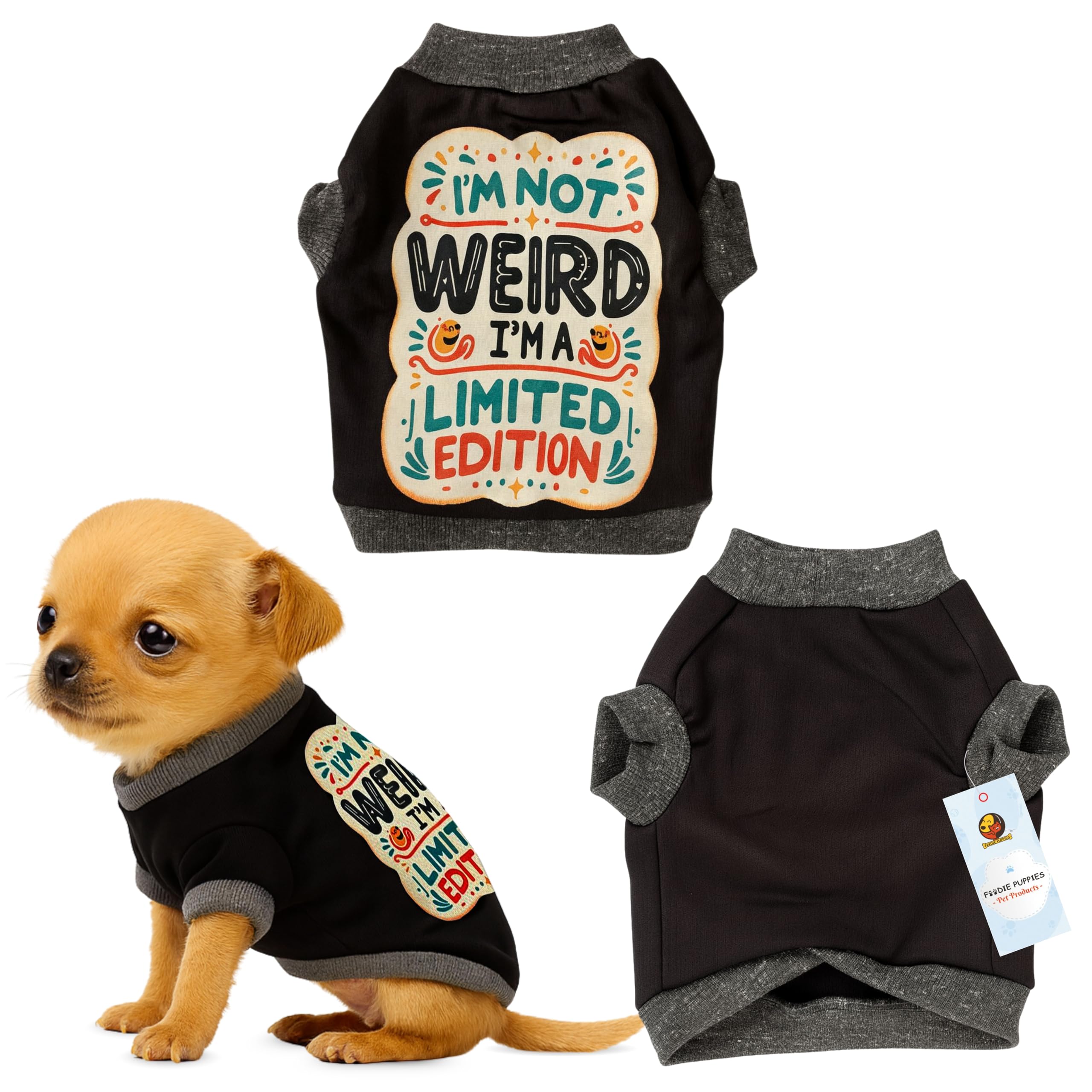 Foodie Puppies Dog Warm Sweater Jacket - (Red, Printed T-Shirt, 10 Inch) For Puppies | Soft, Lightweight Pet Apparel With Stylis