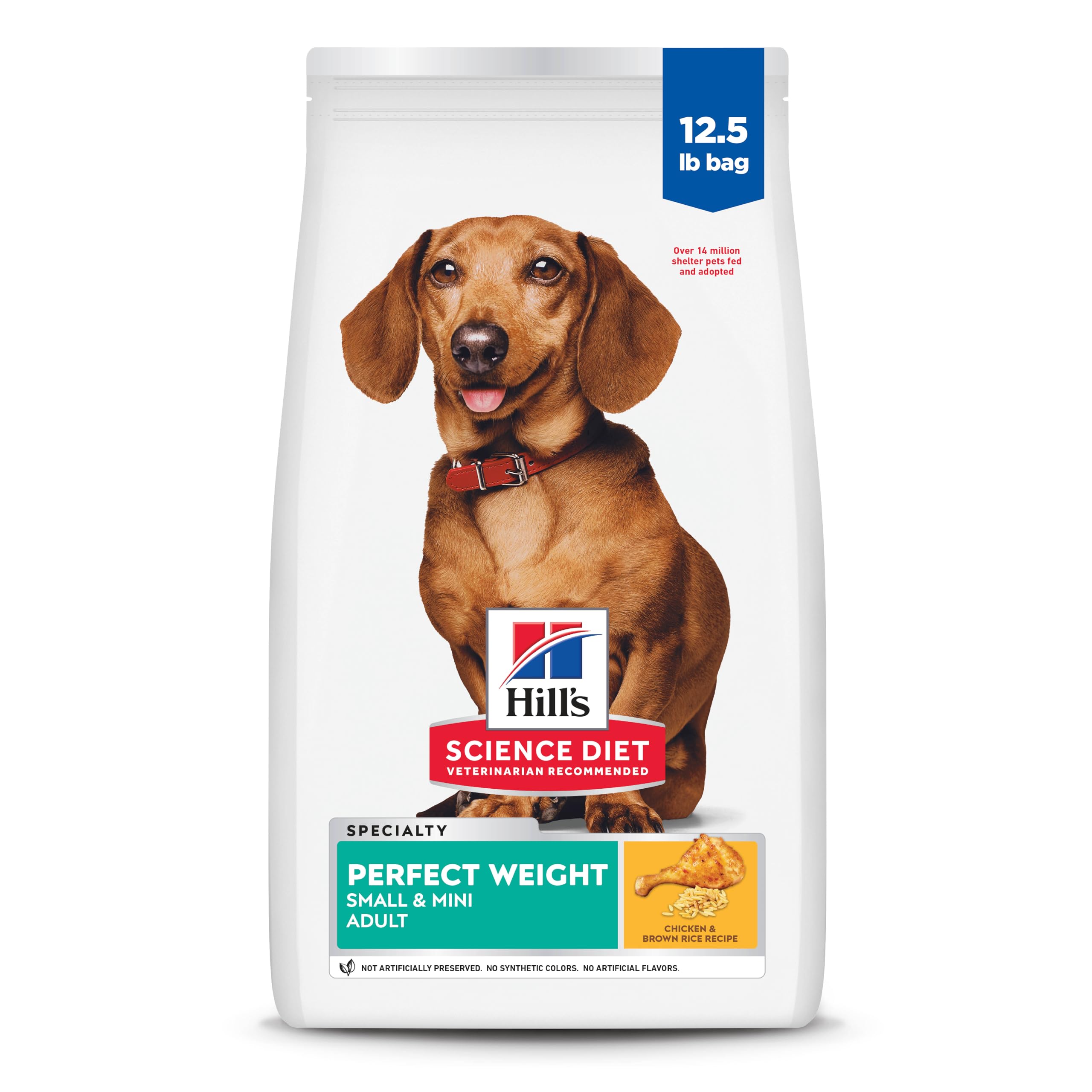 Hills Science Diet Perfect Weight, Adult 1-6, Small & Mini Breeds Weight Management Support, Dry Dog Food, Chicken Recipe, 12.5