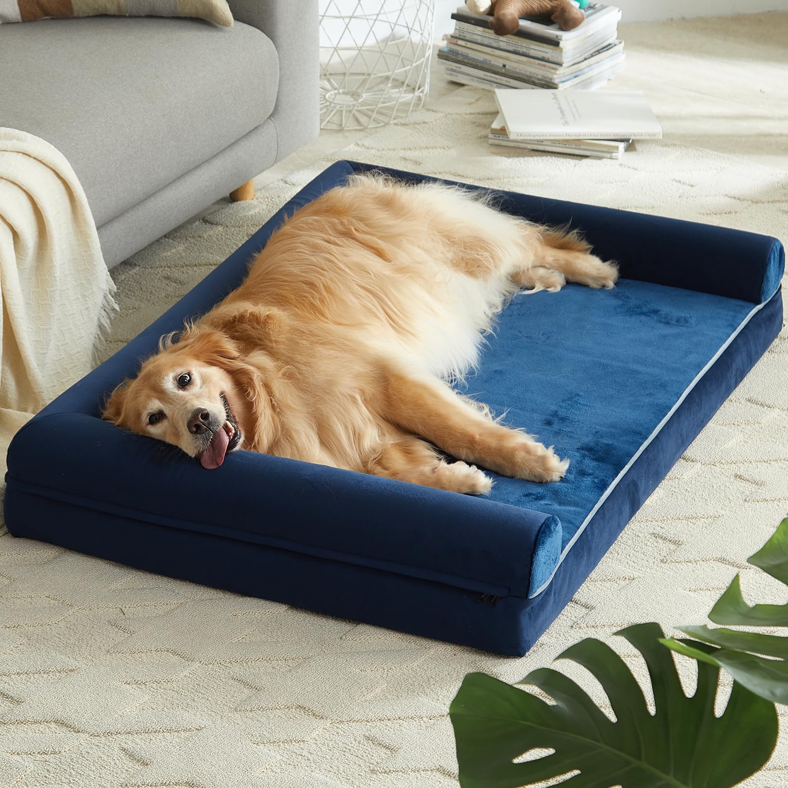 LNSSFFER Washable Dog Beds for Extra Large Dogs, XL Orthopedic Dog Sofa Bed with Removable Cover & Waterproof Lining, Pet Couch 