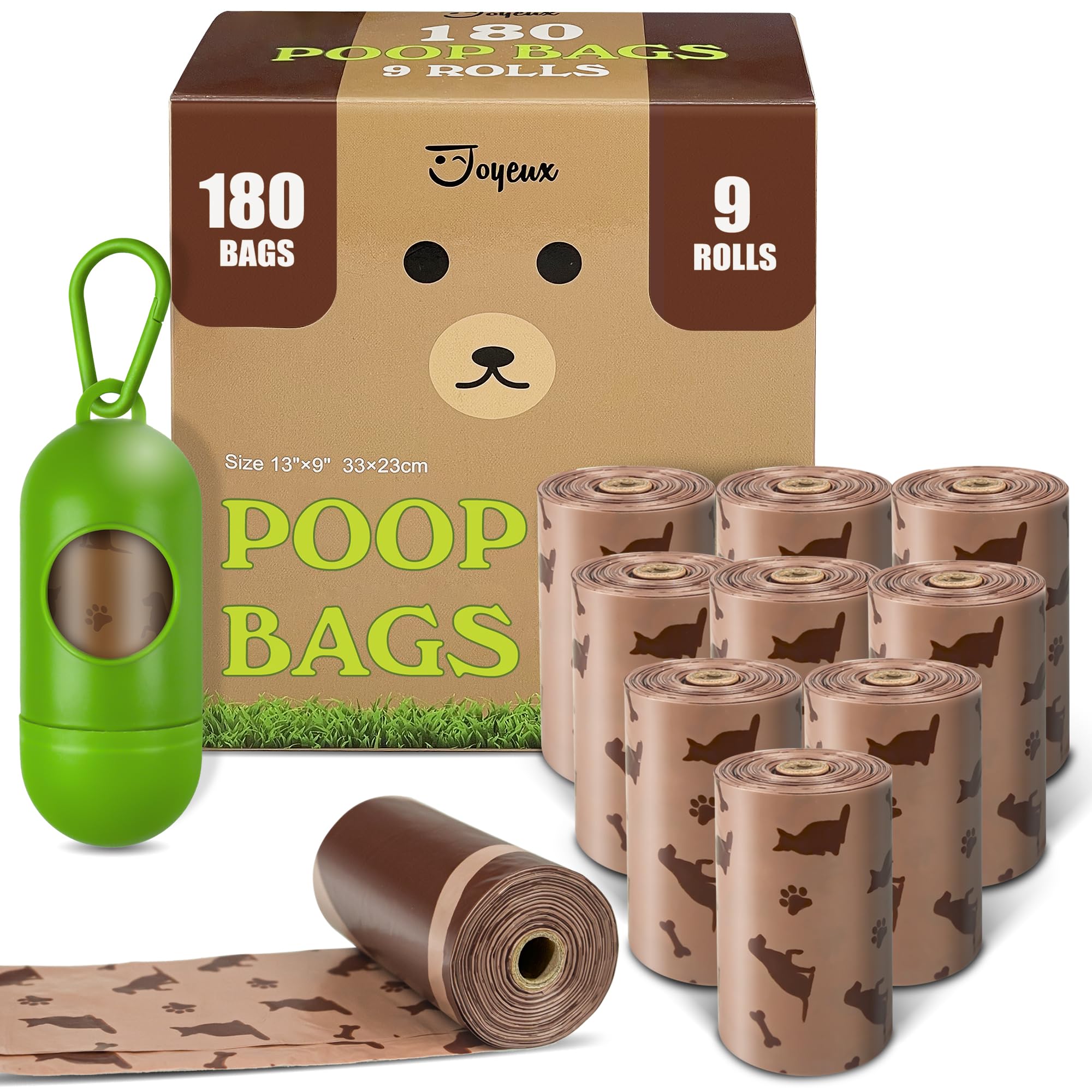 180 Count Dog Poop Bags with Dispenser, Leak-Proof Large Doggie Bag for Poop, Extra Thick Doggy Waste Bags, Unscented, Pet Trash