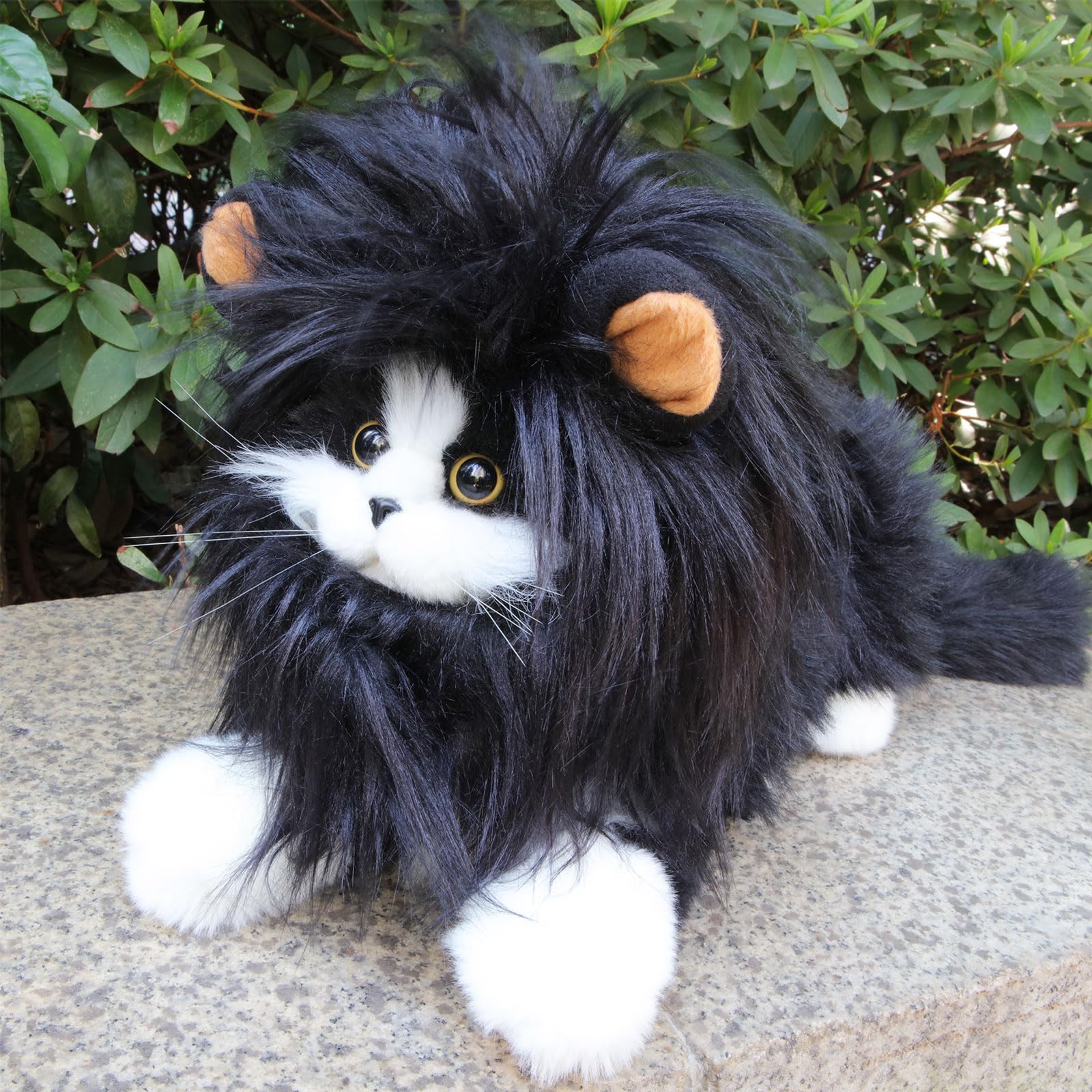 Rosylife Lion Mane Wig For Cat Costume Pet Adjustable Washable Comfortable Fancy Lion Hair Cat Clothes Dress For Halloween Christmas Easter Festival Party Activity (Medium, Black)