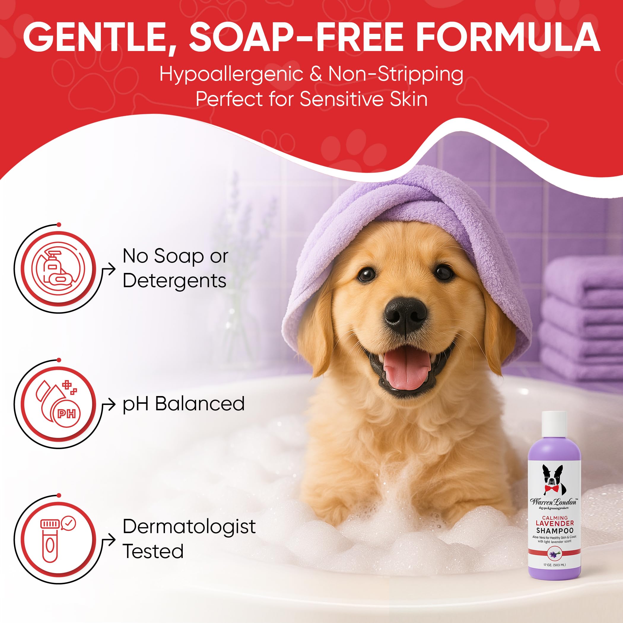 Calming Lavender Dog Shampoo W/Aloe Vera & Essential Oils- Warren London- Made In Usa- 17Oz