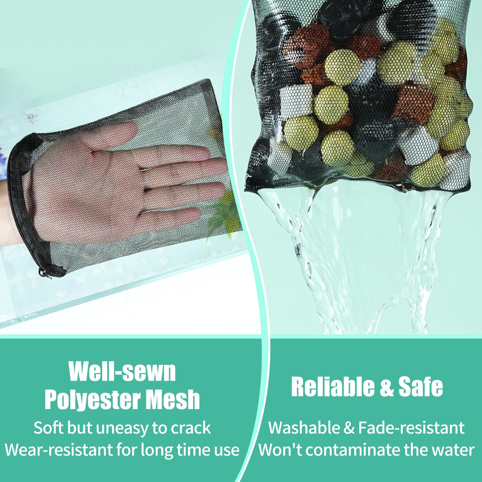 Aquaneat 10Pcs Aquarium Filter Media Bags, Fish Tank Coarse/Fine Mesh Bags, 3X8/5.5X8 With Plastic Zipper For Activated Carbon (