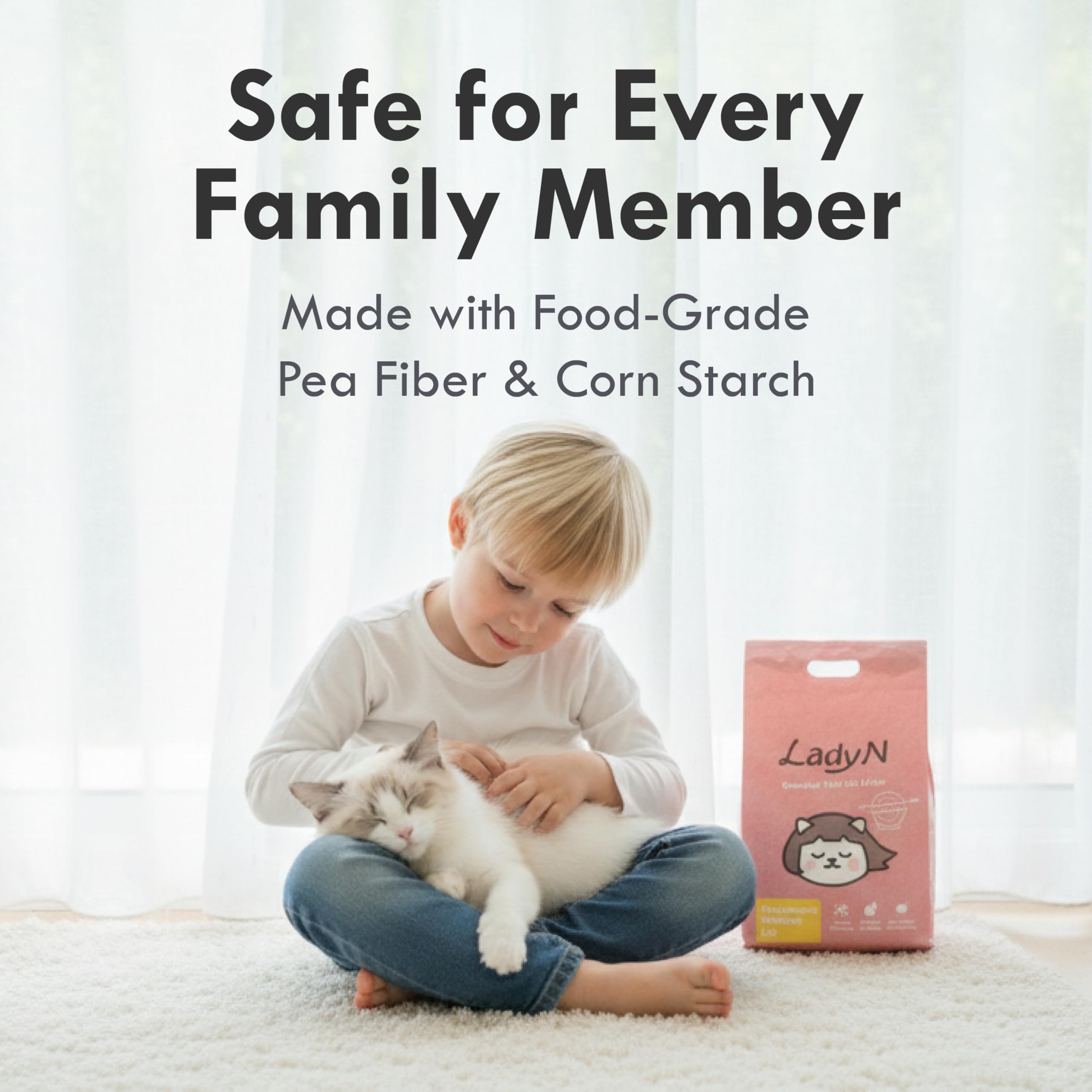 Lady N Granular Tofu Cat Litter Mini-Pellet Compatible with Automatic Self Cleaning Cat Litter Box, Strong Clumping Ultra Absorb