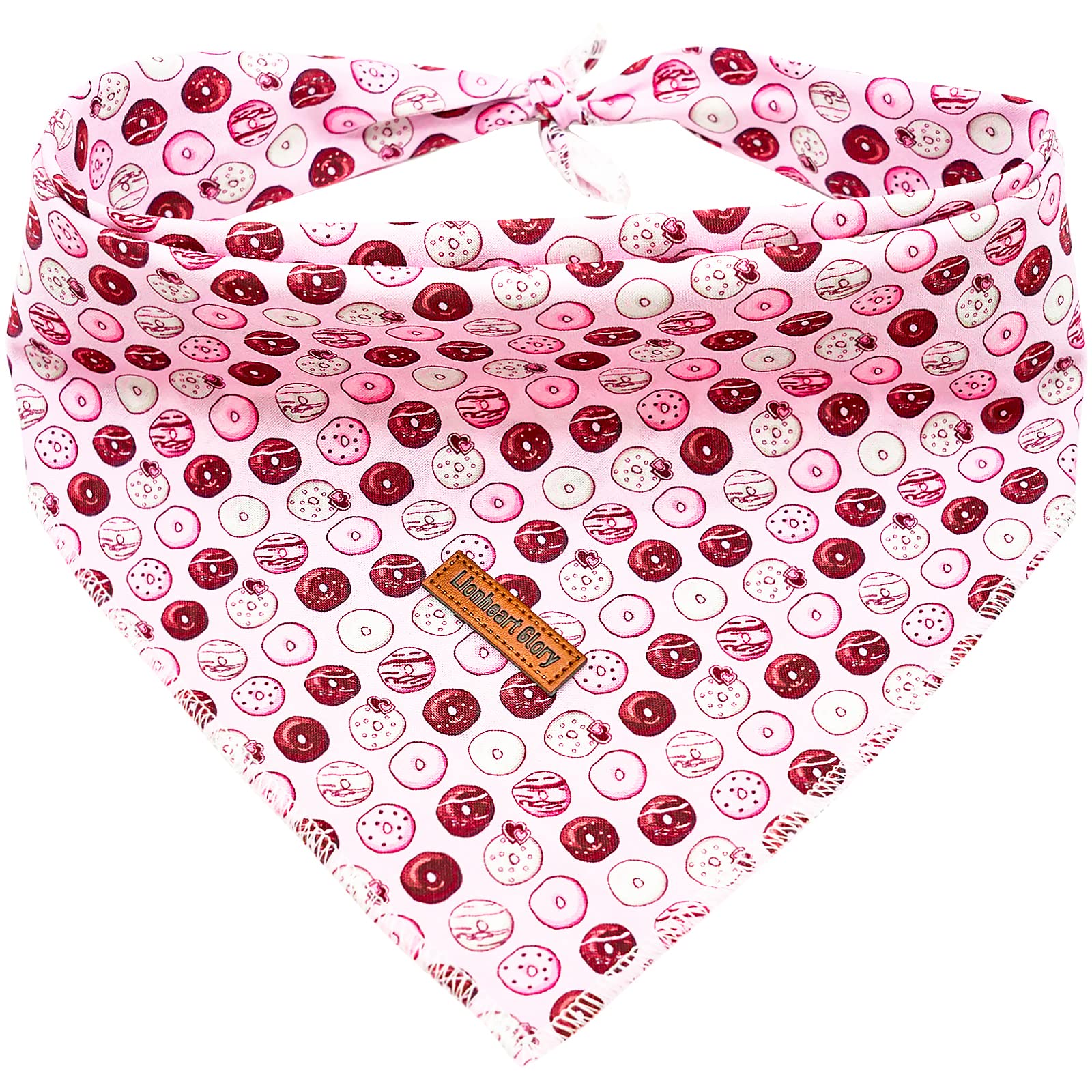 Lionheart Glory Pink Doughnuts Dog Bandana 1 Pack Washable Soft Dog Scarf, Square Adjustable Dog Bandanas For Small Medium Large