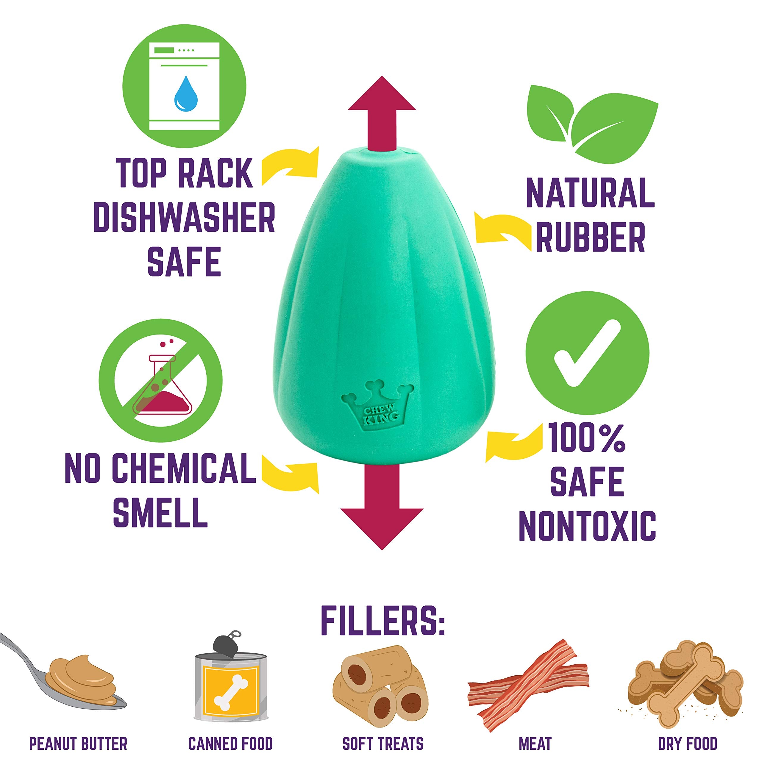 Chew King Premium Treat Dog Toy, Medium, Extremely Durable Natural Rubber Toy, Pack Of 2