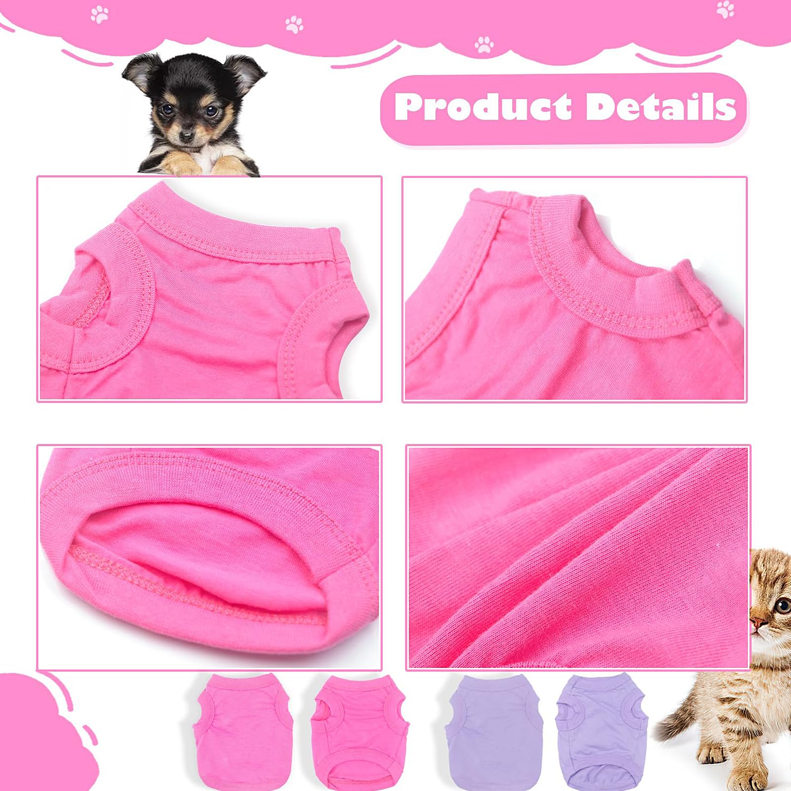 2 Pieces Dog Clothes For Small Dogs Girl Boy Spring Summer Soft Puppy Shirt Solid Color Chihuahua Clothes Pet Clothing Cute Cat