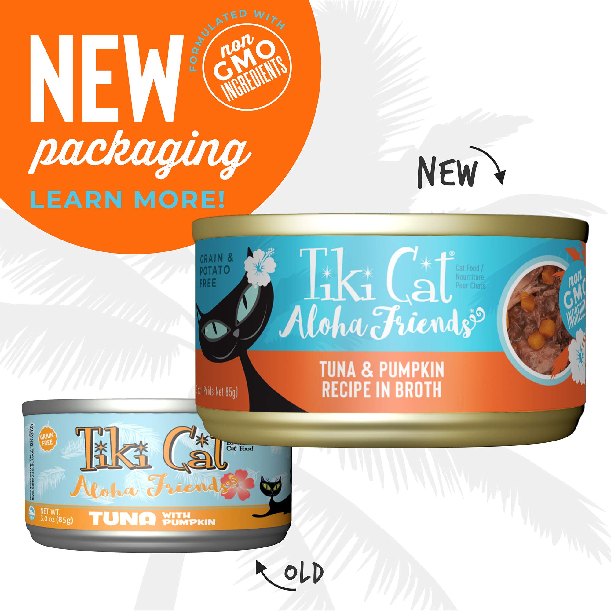 Tiki Cat Aloha Friends, Tuna & Pumpkin, Grain-Free & High Moisture, Wet Cat Food for All Life Stages 3 Oz. Cans (Case of 12)