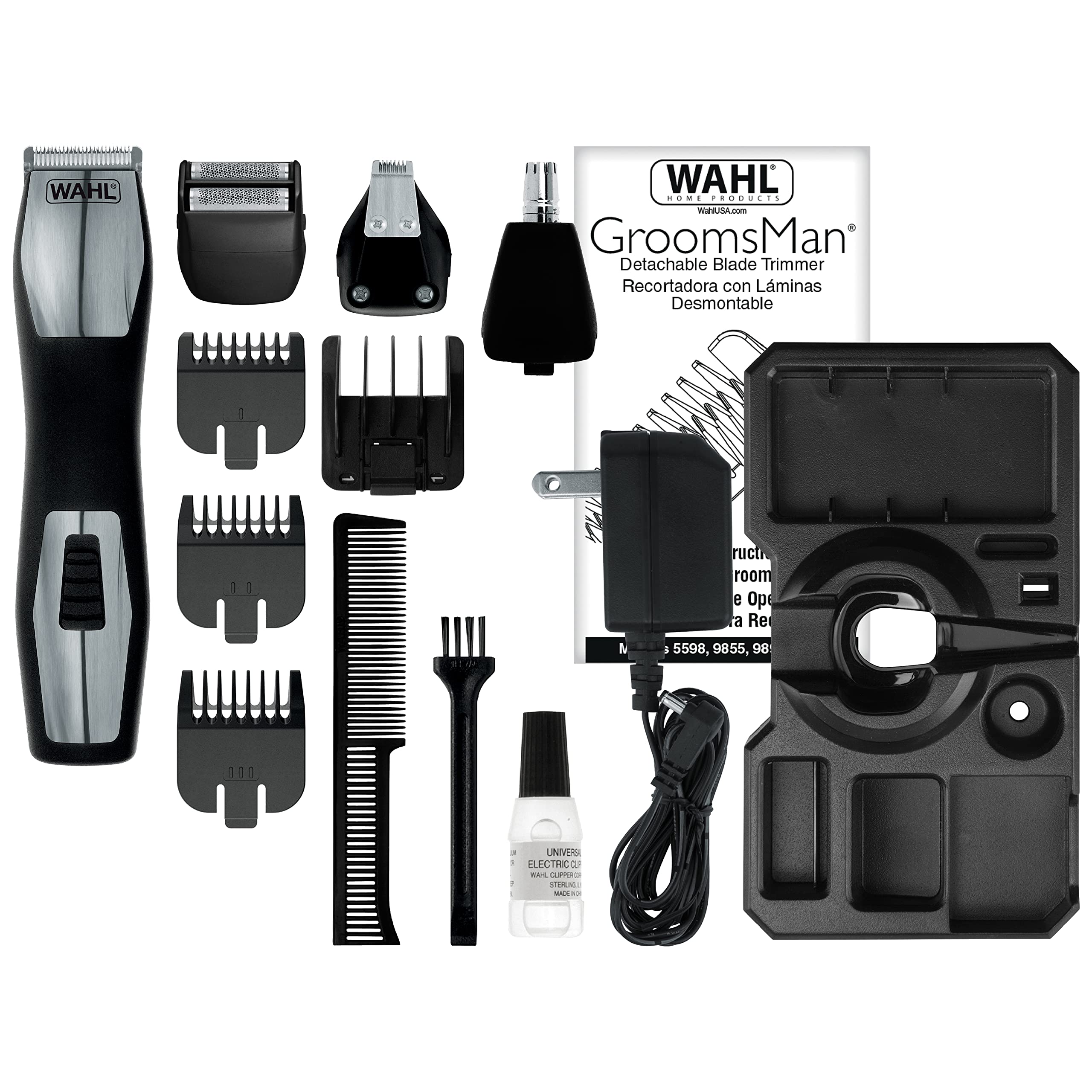 Wahl 9855-300 Groomsman Pro All-In-One Rechargeable Grooming Kit, Black/Silver