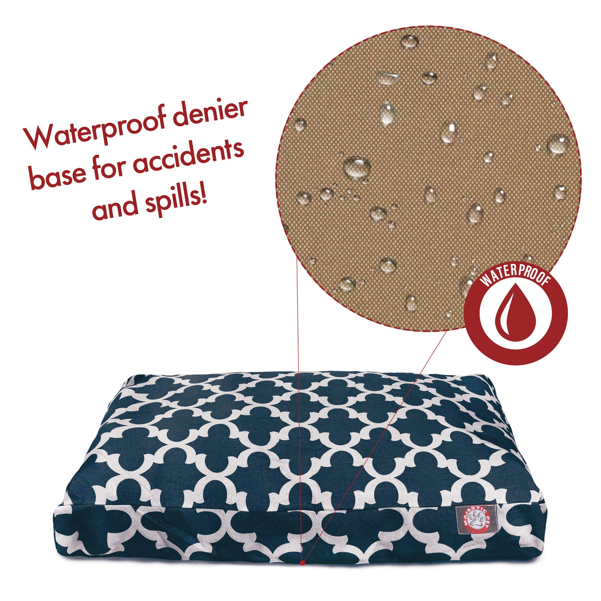 Navy Trellis Medium Rectangle Indoor Outdoor Pet Dog Bed With Removable Washable Cover By Majestic Pet Products