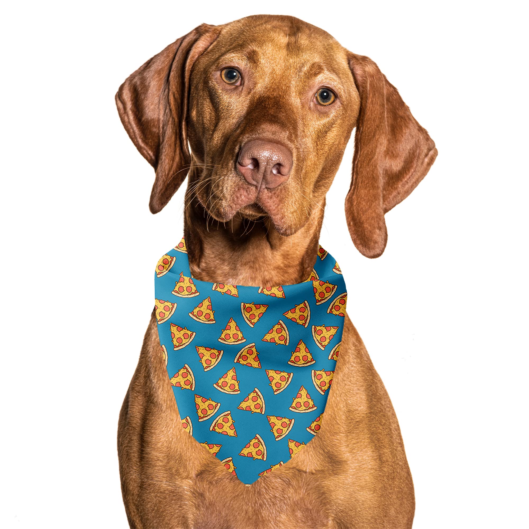 Cutie Ties Pizza Dog Bandana – Cooling Material - Premium Bandanas For Dogs - Fancy Bandanas - Cute Dog Bandanas In Two Sizes - Dog Bandana For All Breeds (Pizza, Large (19.5' X 19.5' X 24'))