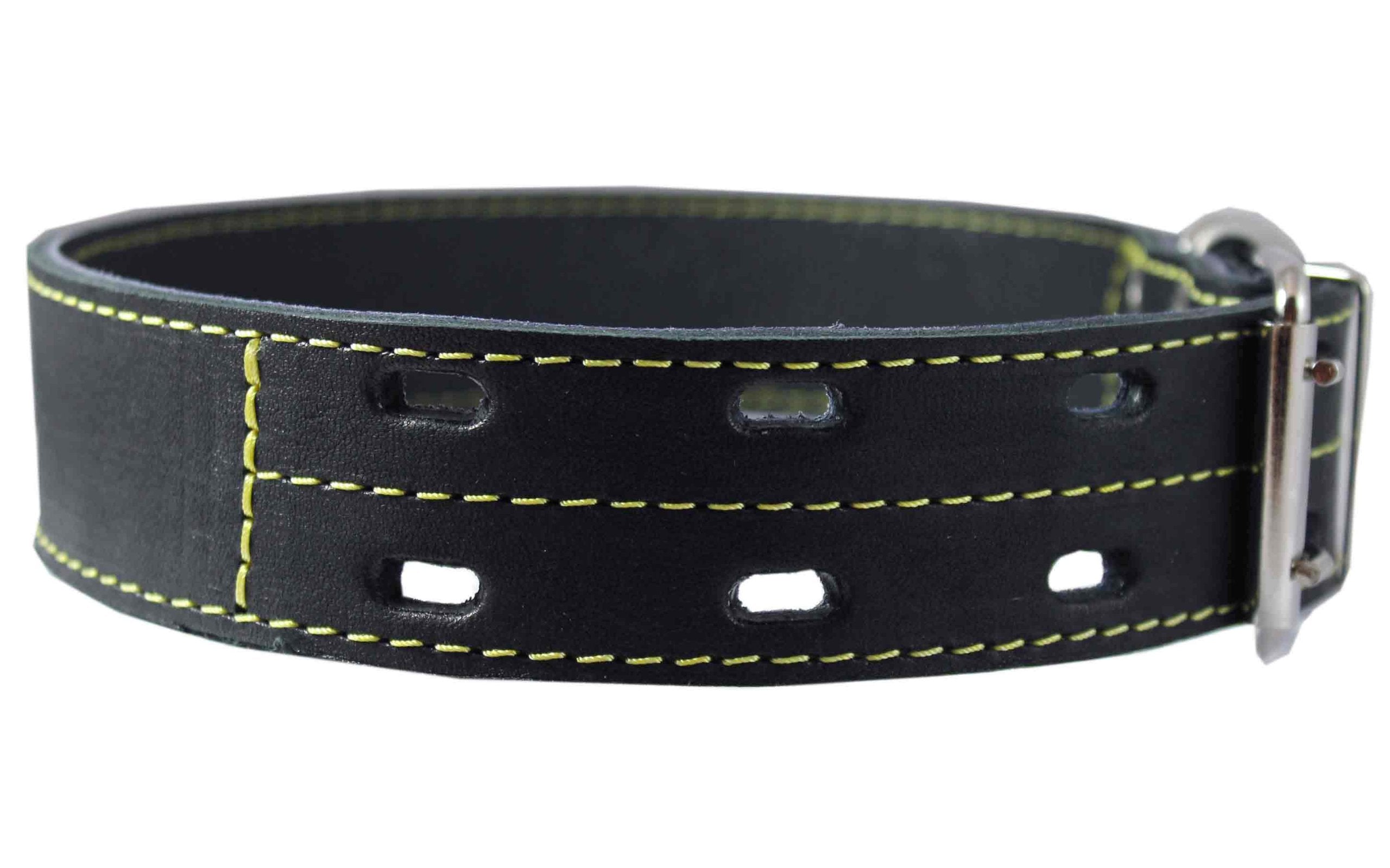 Genuine Thick Leather Dog Collar 20'-27' Neck Size, 1.75' Wide, Black Mastiff, Great Dane