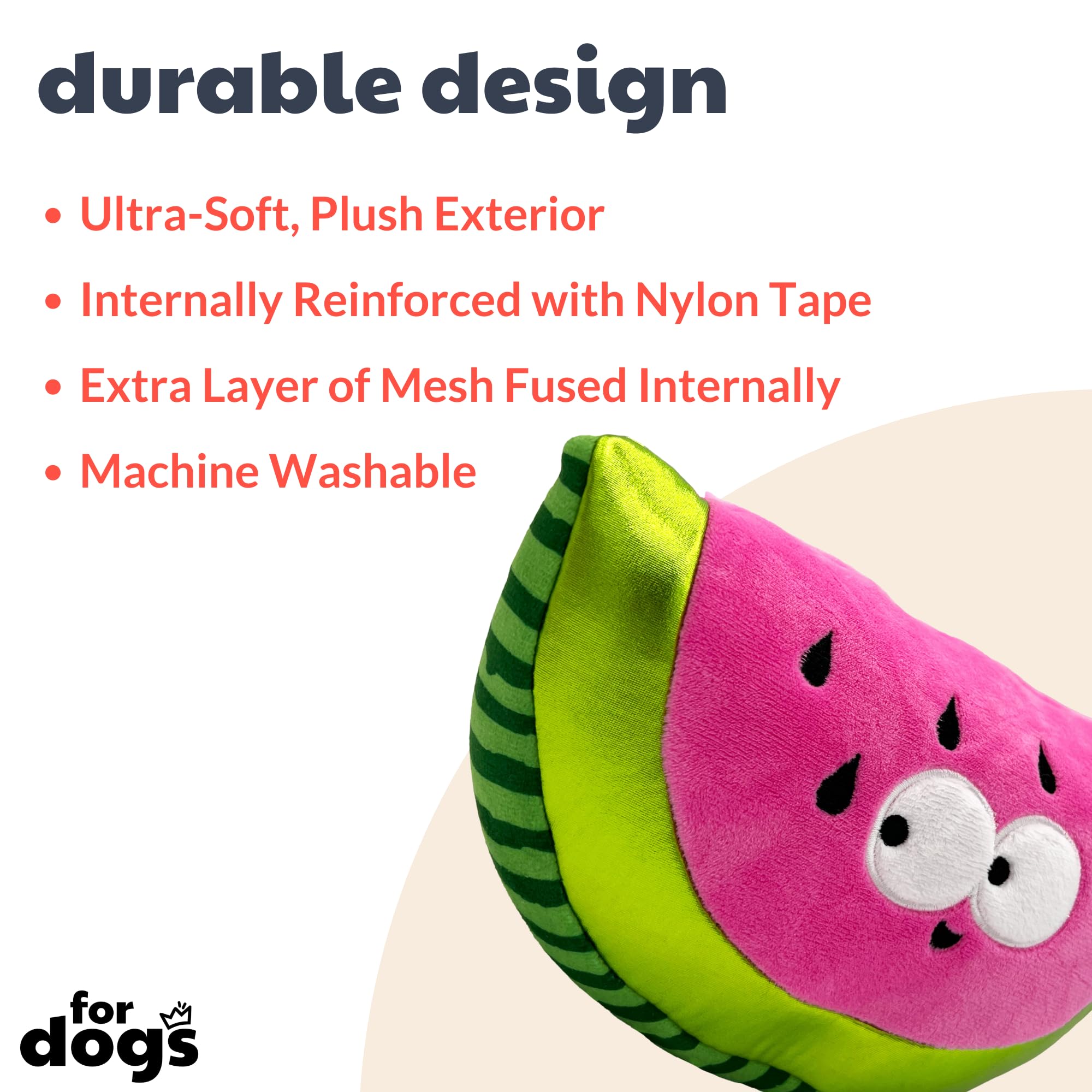 Huxley & Kent For Dogs - Walter Melon (Small) - Power Plush Dog Toy With Squeaker - Fun, Durable - H&K Squeaky Funny Dog Toy