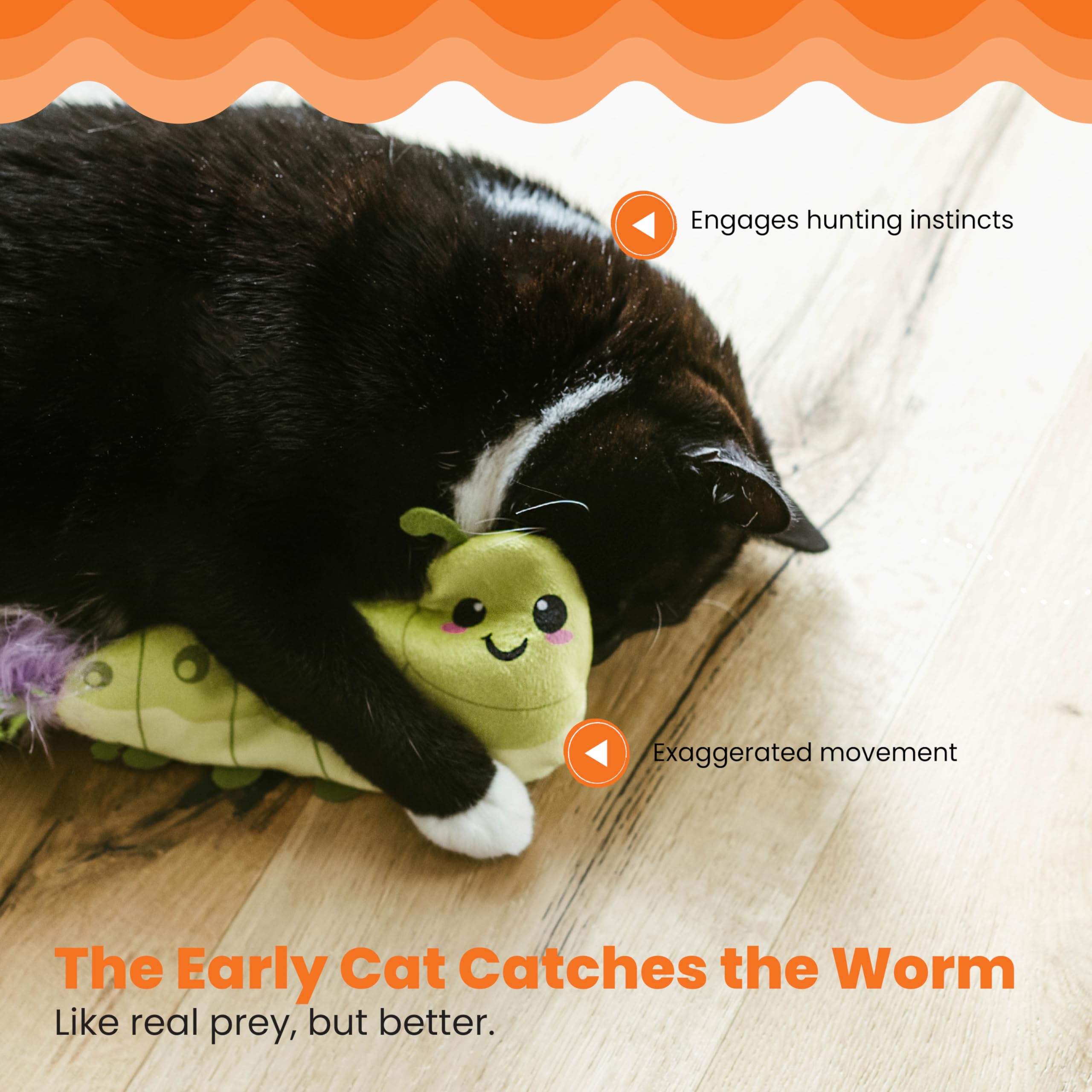 Catstages Wiggle Worm Flopping Toy Electronic Flopping Cat Toy Moving Wiggle Toy, Green