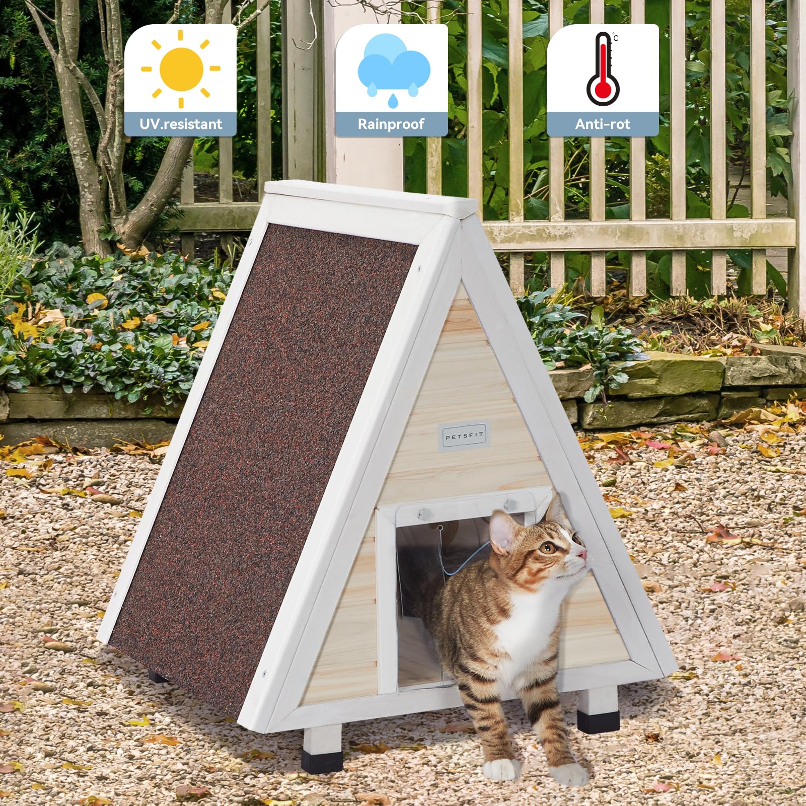 Petsfit Outdoor Cat House Weatherproof, Outside Feral Cat House With Escape Door,Outdoor Indoor Pet House For Small Animal, Smal