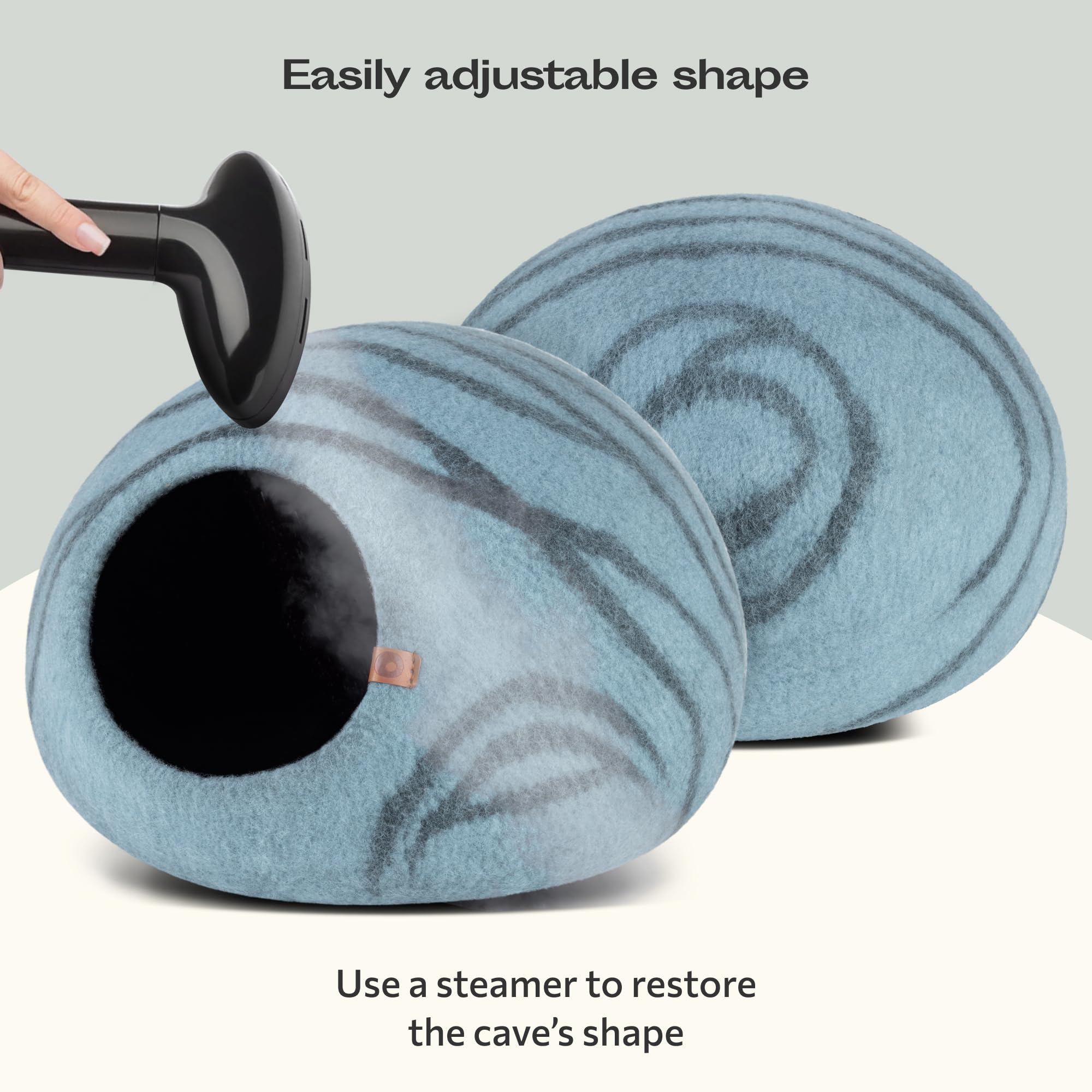 MEOWFIA Cat Cave - Premium Handmade 100% Merino Wool Bed, Medium, Aquamarine