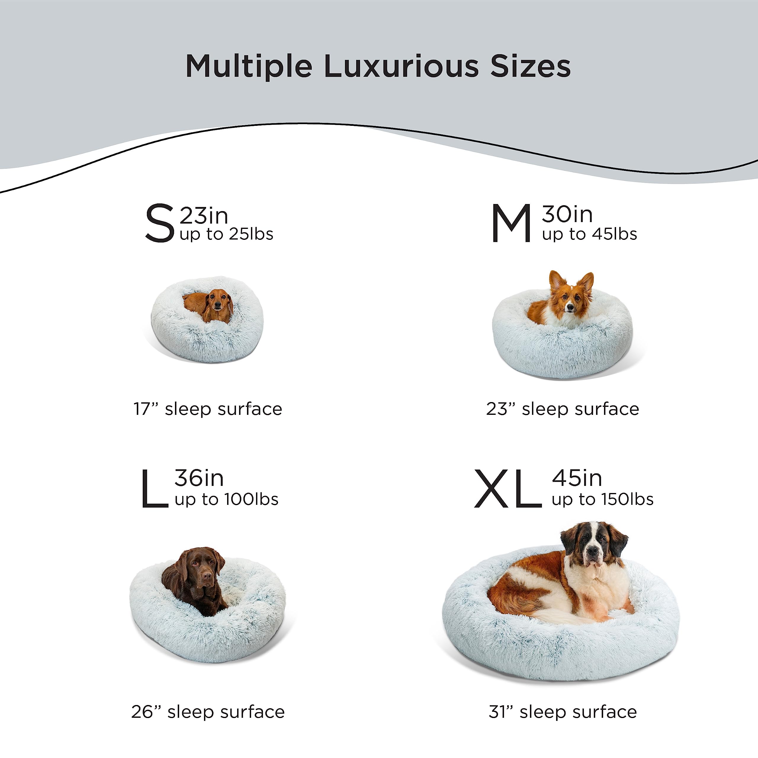 Best Friends By Sheri The Original Calming Donut Dog And Cat Bed In Shag Fur, Baby Blue, Small, 23X23