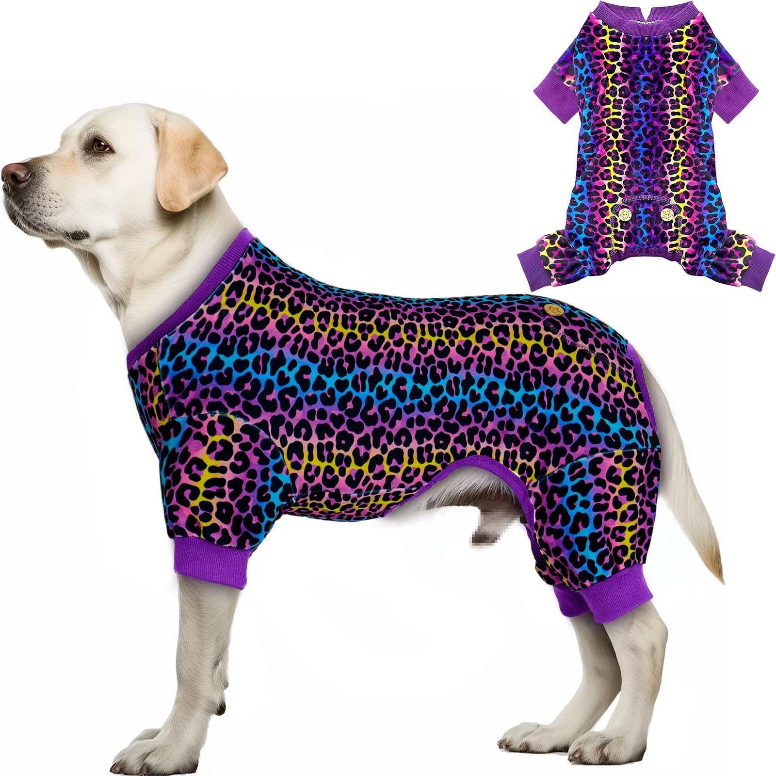 Kyeese Dog Pajamas Stretchy Soft Leopard Dog Pjs For Large Dogs Dog Onesie Doggie Jammies