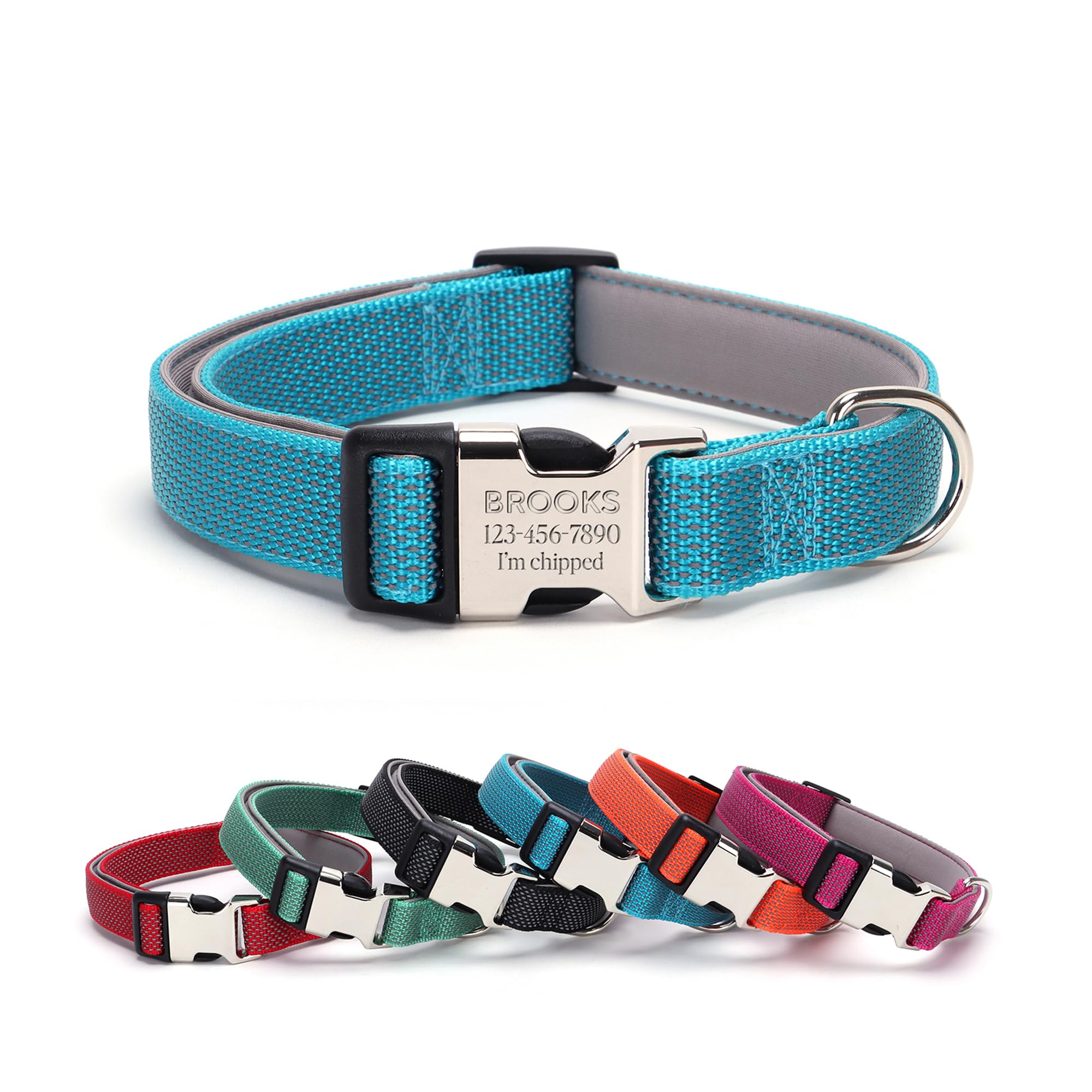 Personalized Dog Collar,Engraved Reflective Dog Collar, Custom Dog Collar, Pet Collar, Quick Release Buckle, Gift'S For Pets (Bl