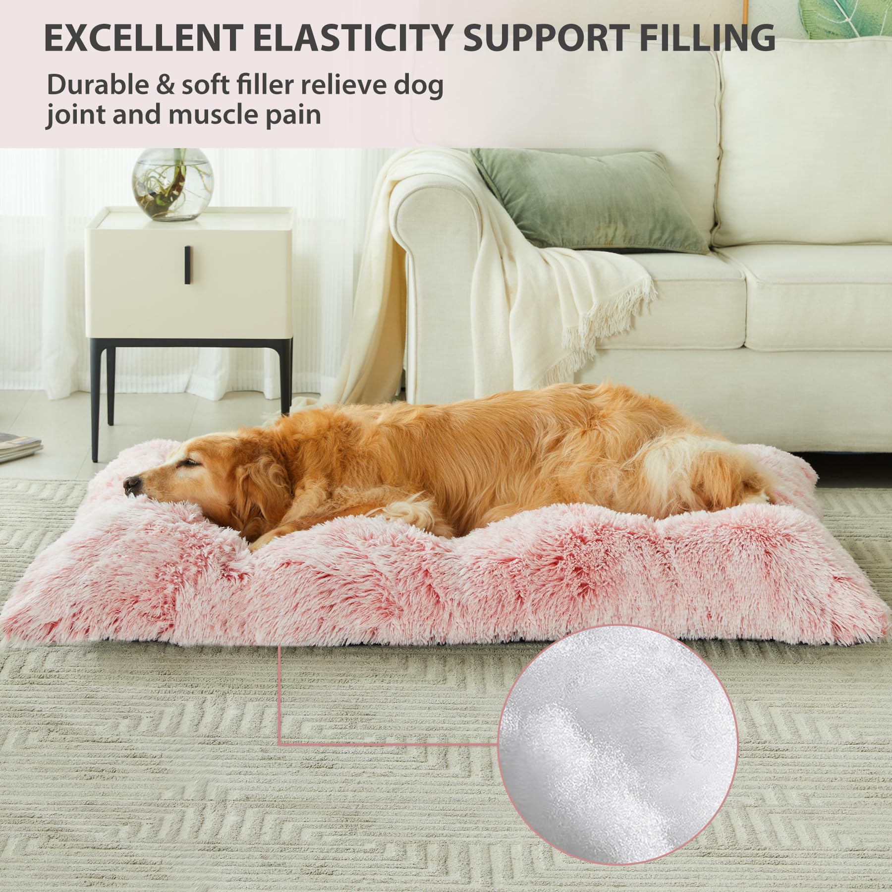 Bfpethome Dog Bed For Large Dogs - Plush Crate Bed, Washable Kennel Pad With Anti-Slip Bottom, Fluffy Cozy & Anxiety Easing, 24'