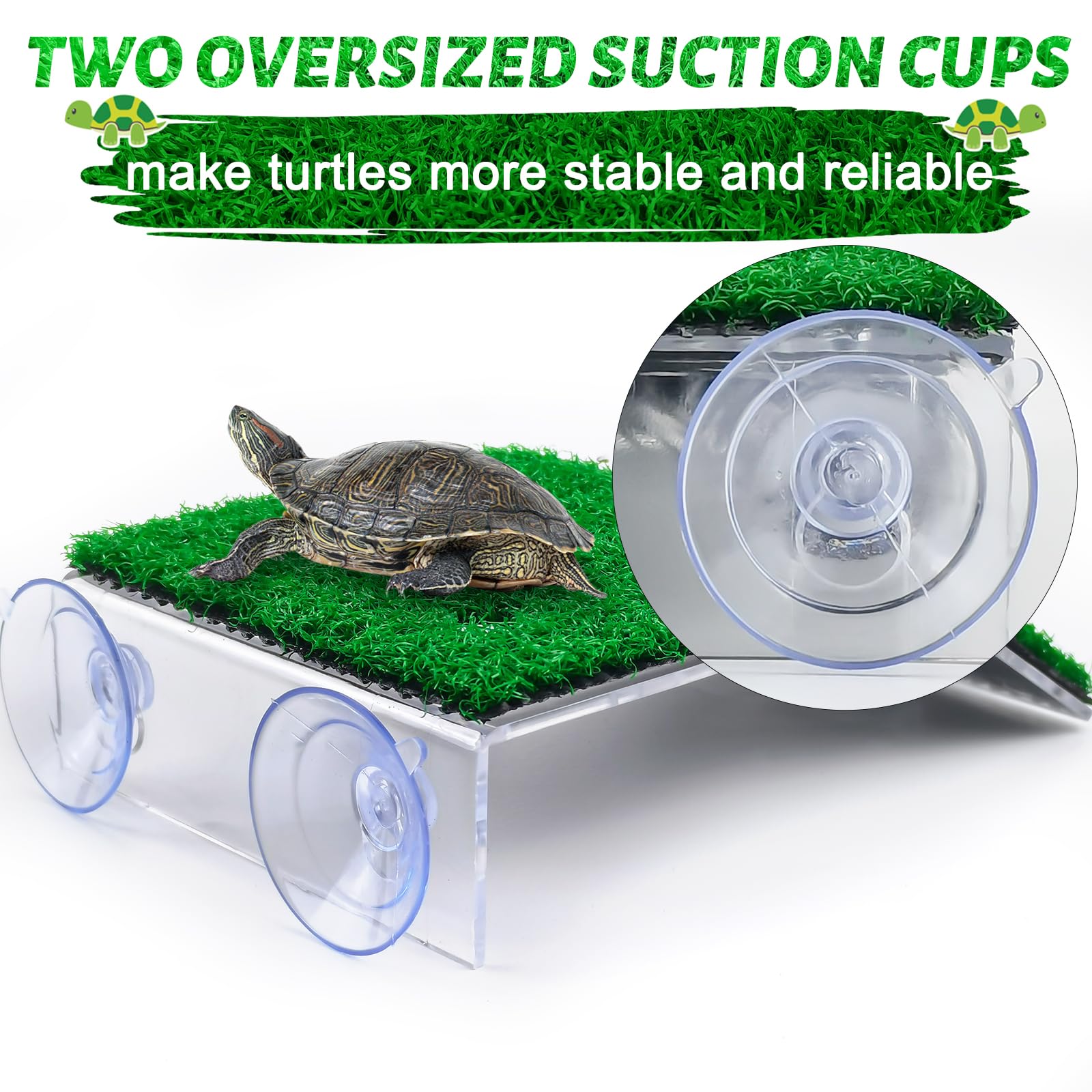 Keedolla Turtle Resting Basking Platform Simulation Grass Turtle Ramp, Lawn Tortoise Climbing Ladder Turtle Resting Terrace for