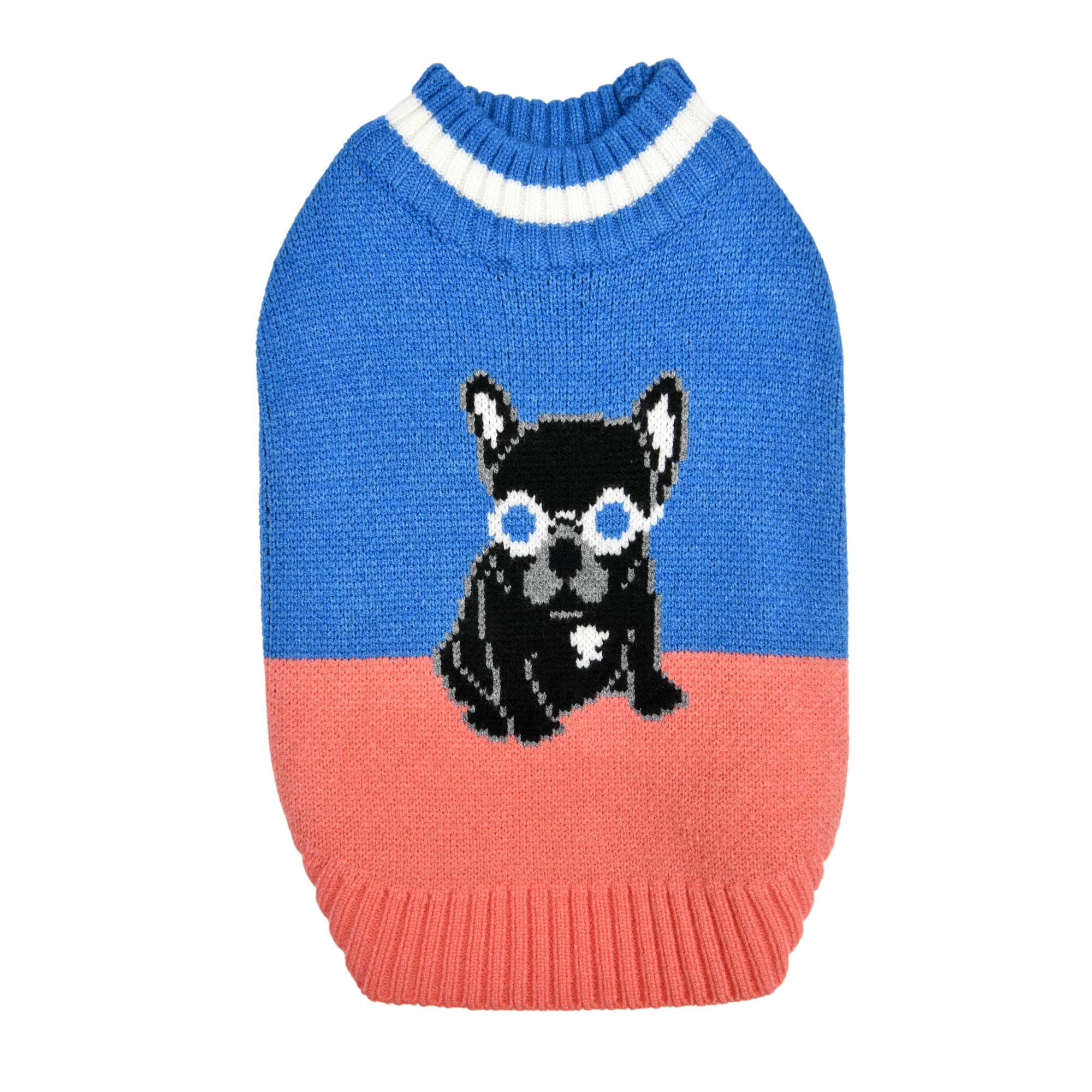 Puppia Bruno Dog Knit Sweater Winter Season For Small And Medium Dogs, Blue, Medium