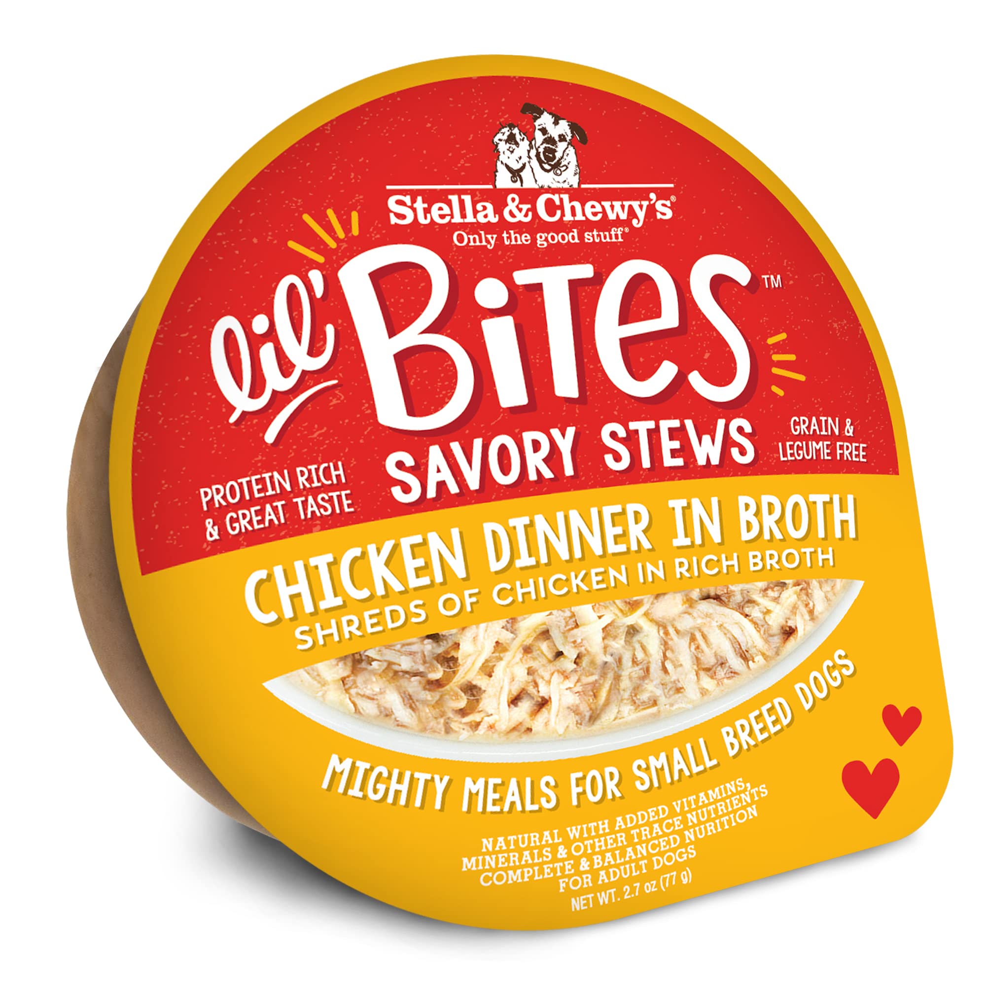 Stella & Chewys Lil Bites Savory Stews for Small Breeds Chicken Dinner in Broth, 2.7 oz. Cups (Pack of 12)